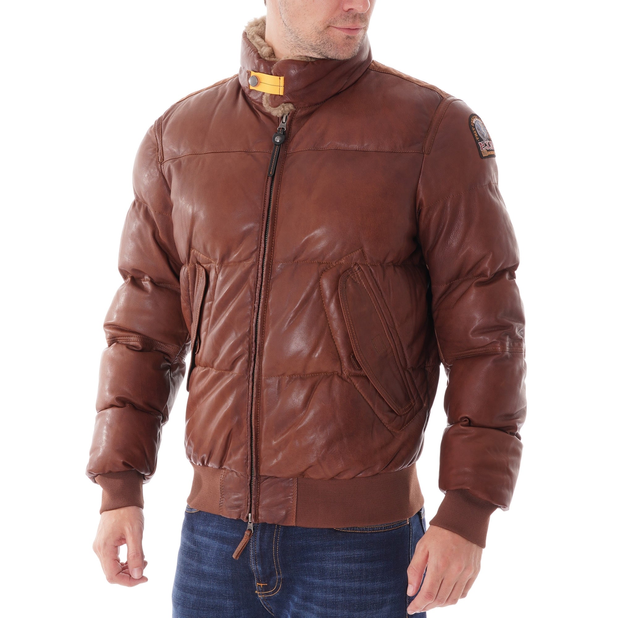 PARAJUMPERS ブラウンレザージャケット Parajumpers Kristof Leather - Brown – Stuarts London