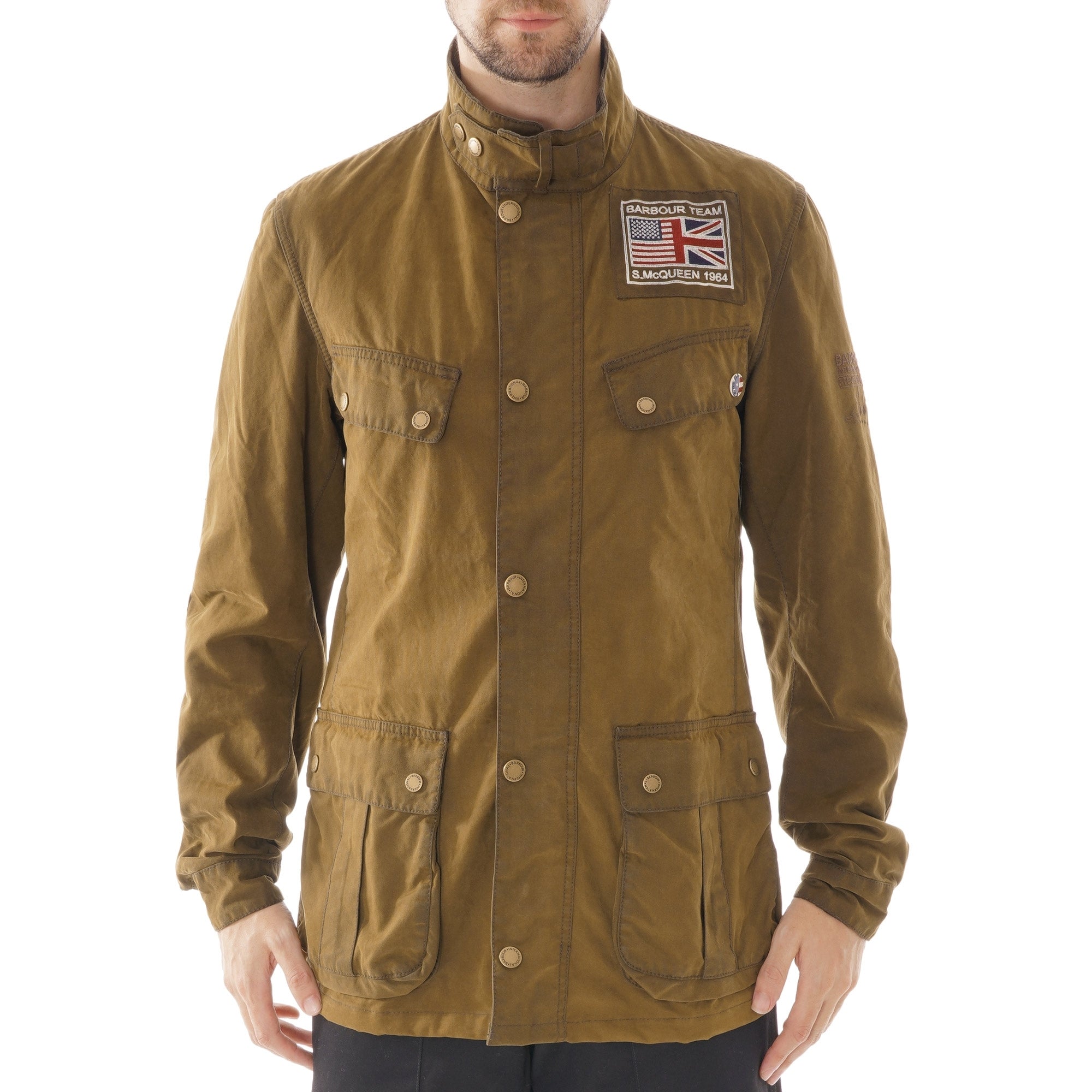 Barbour International Lester Washed Cotton Waxed Jacket - Olive