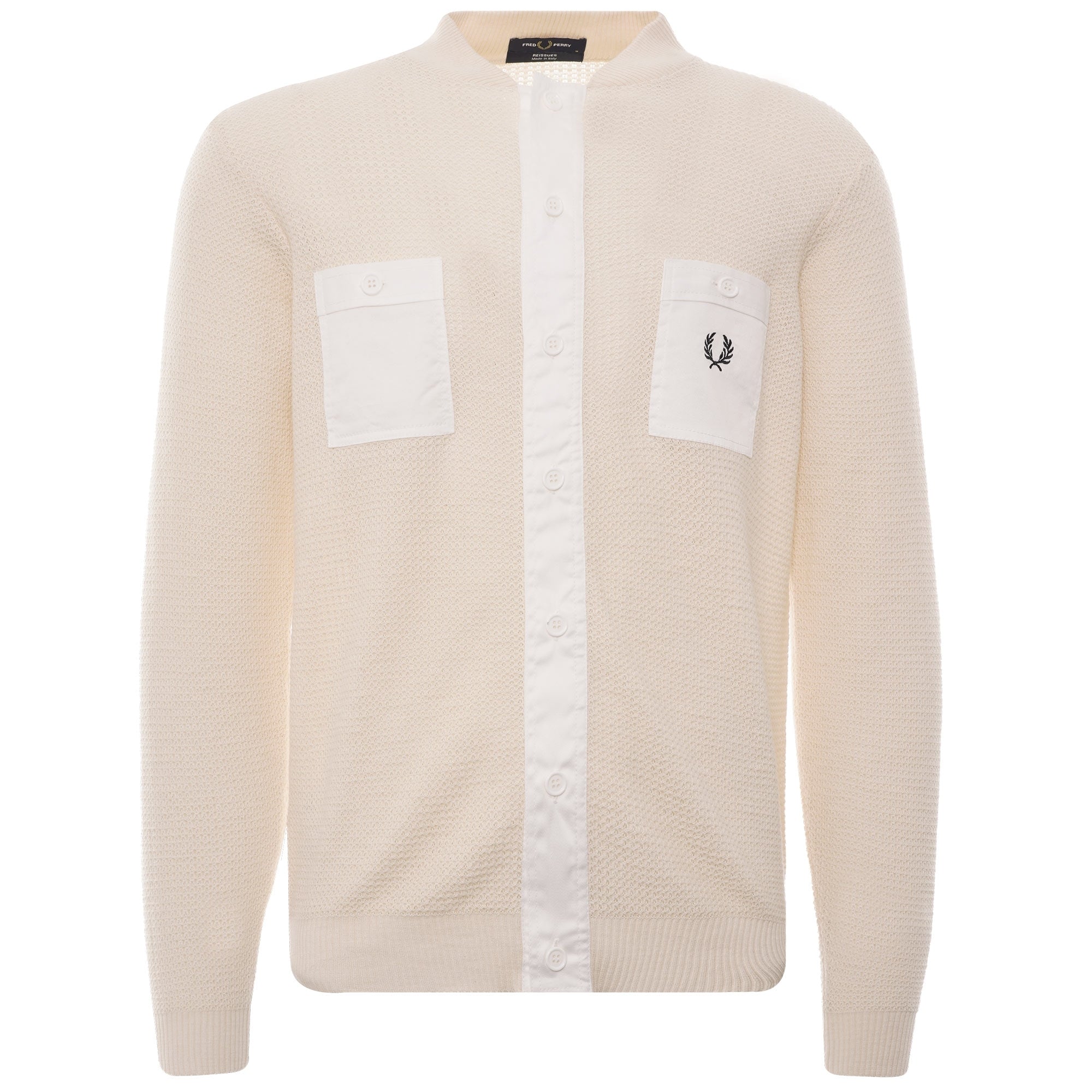 トップス Fred Perry Reissues Lambswool Cardigan Fred Perry Reissues Woven Pocket Cardigan - Ecru – Stuarts London