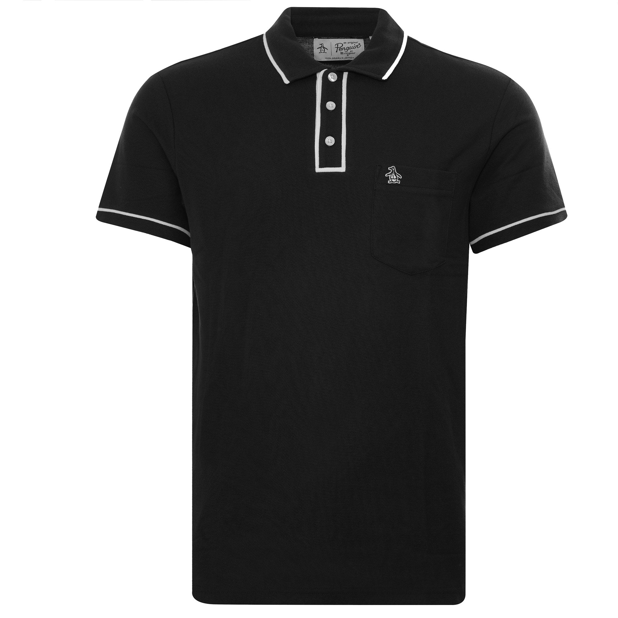 Original Penguin Earl Organic Knitted Polo Shirt - Black – Stuarts