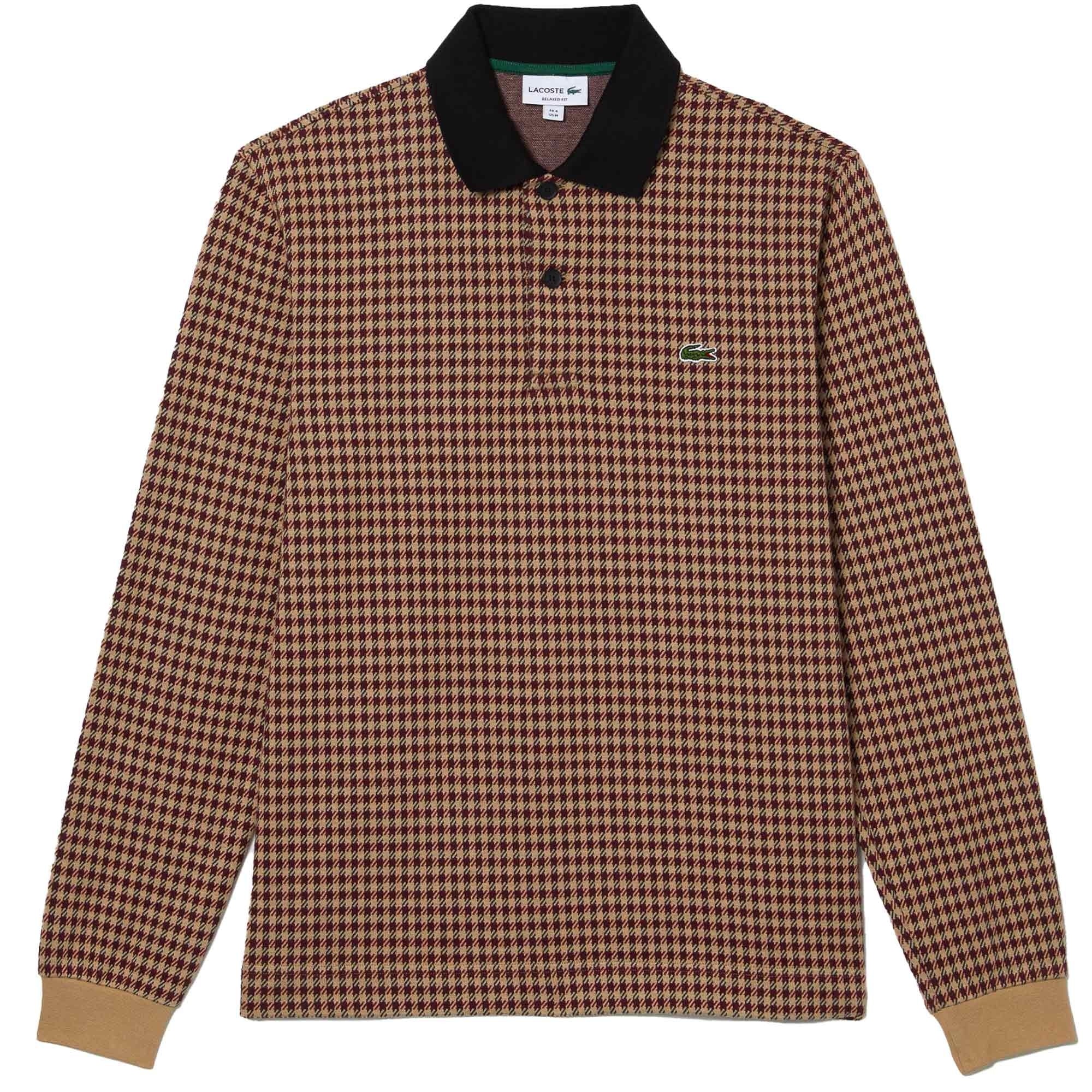Lacoste Relaxed Fit Tartan Print Polo Shirt - Beige – Stuarts London