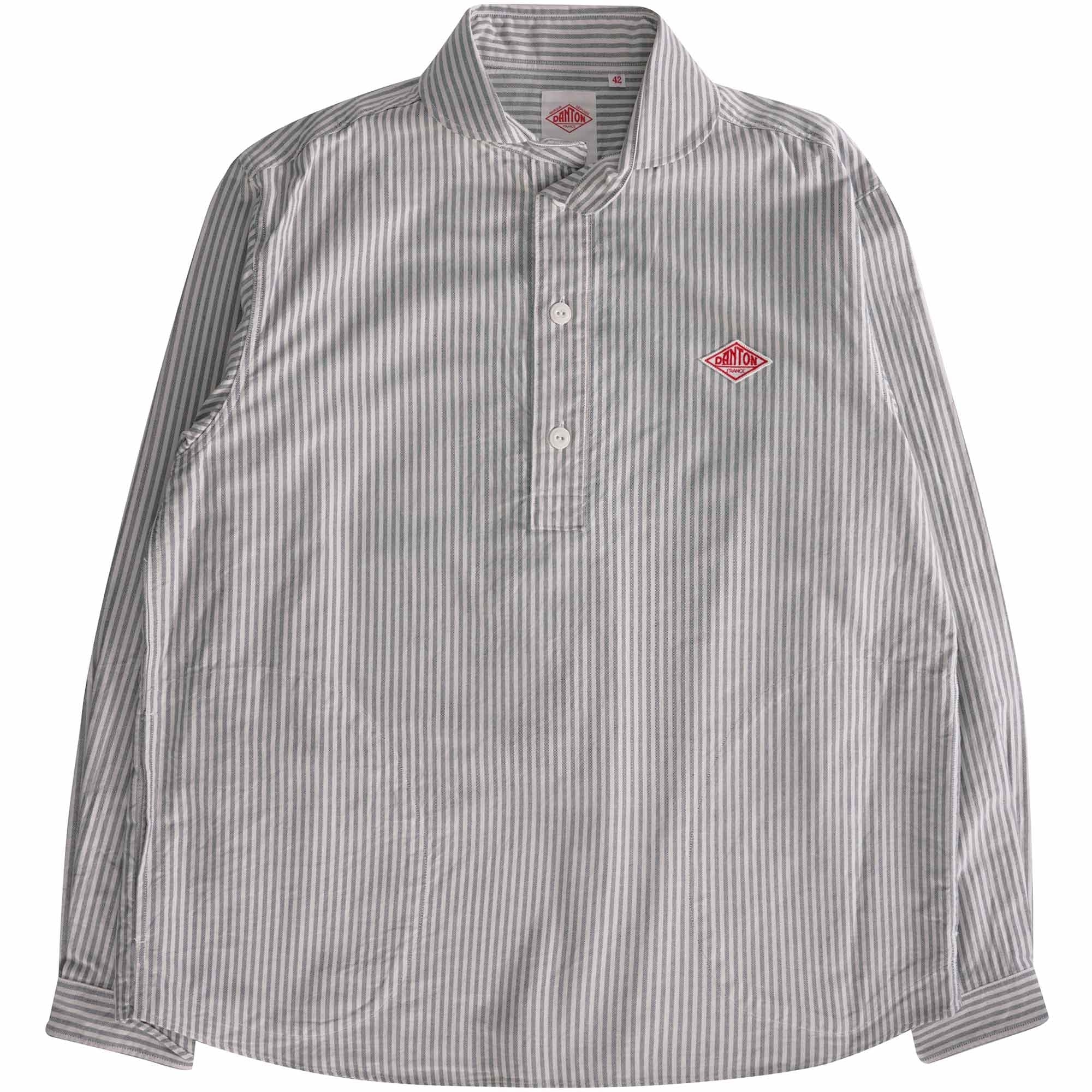 DANTON OXFORD B.D SHIRT 44 グレー Danton Oxford Round Collar Pullover Shirt - Navy Stripe – Stuarts