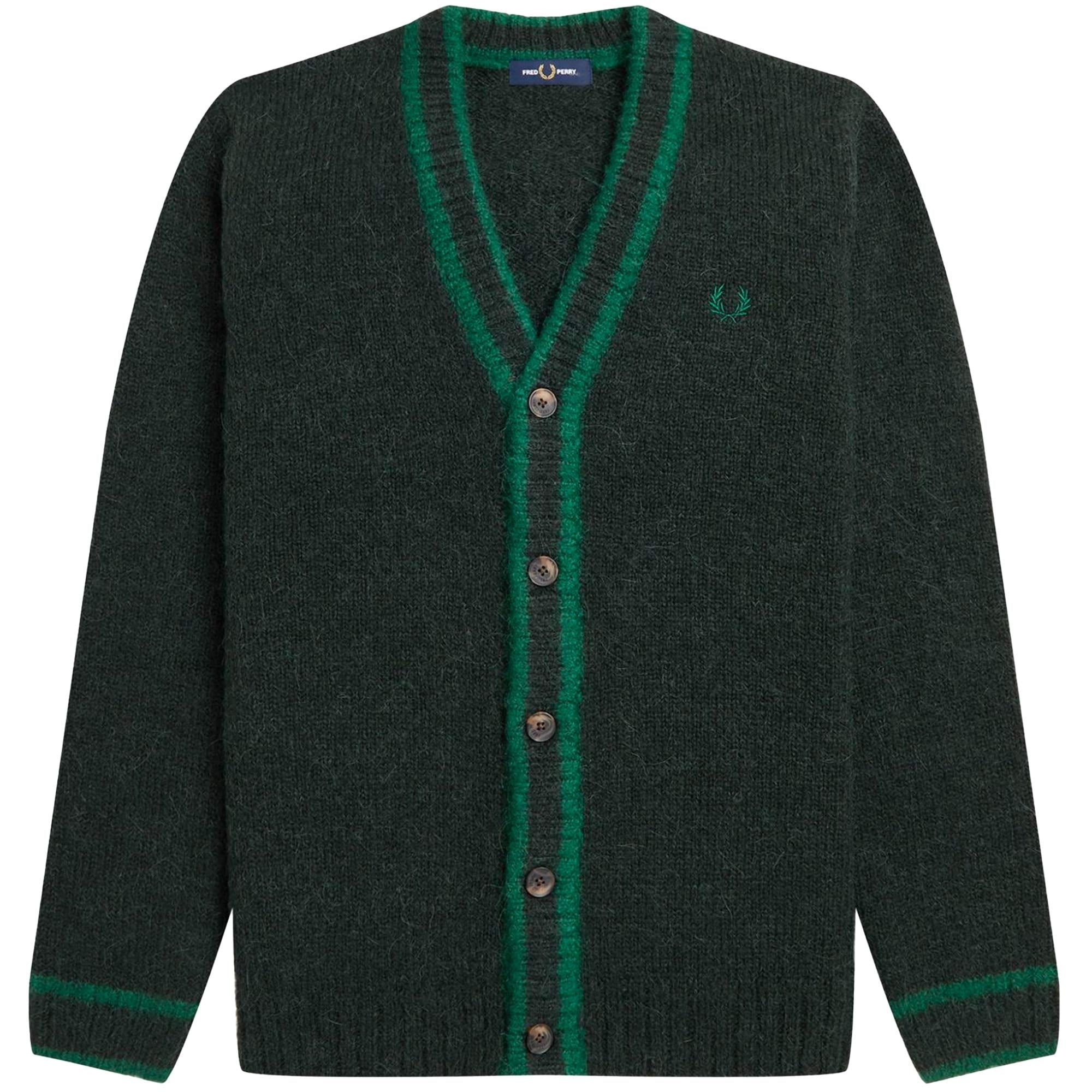 Fred Perry Alpaca Blend Cardigan - Night Green – Stuarts London