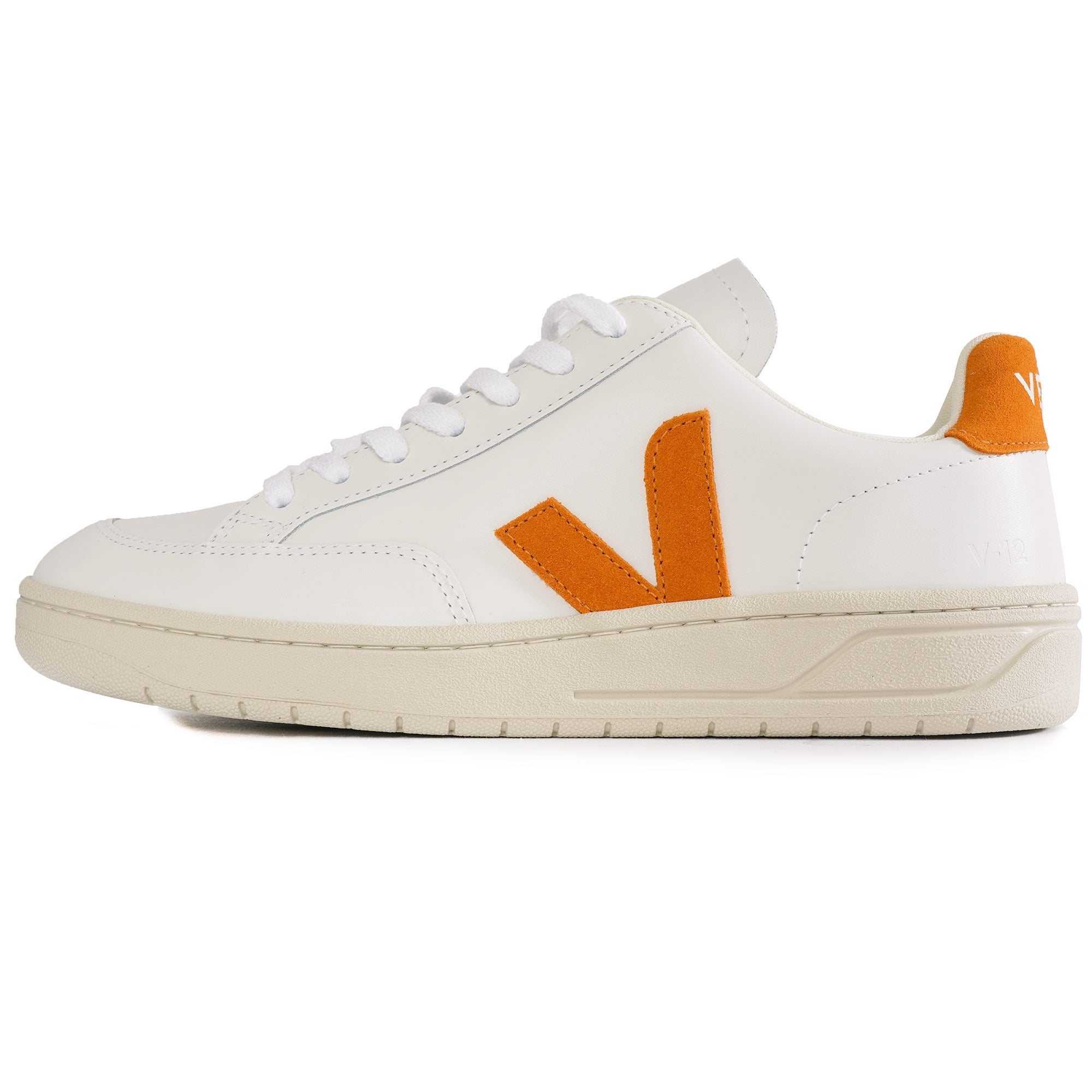 Veja Women's V-12 Leather - Extra White/Pumpkin – Stuarts London
