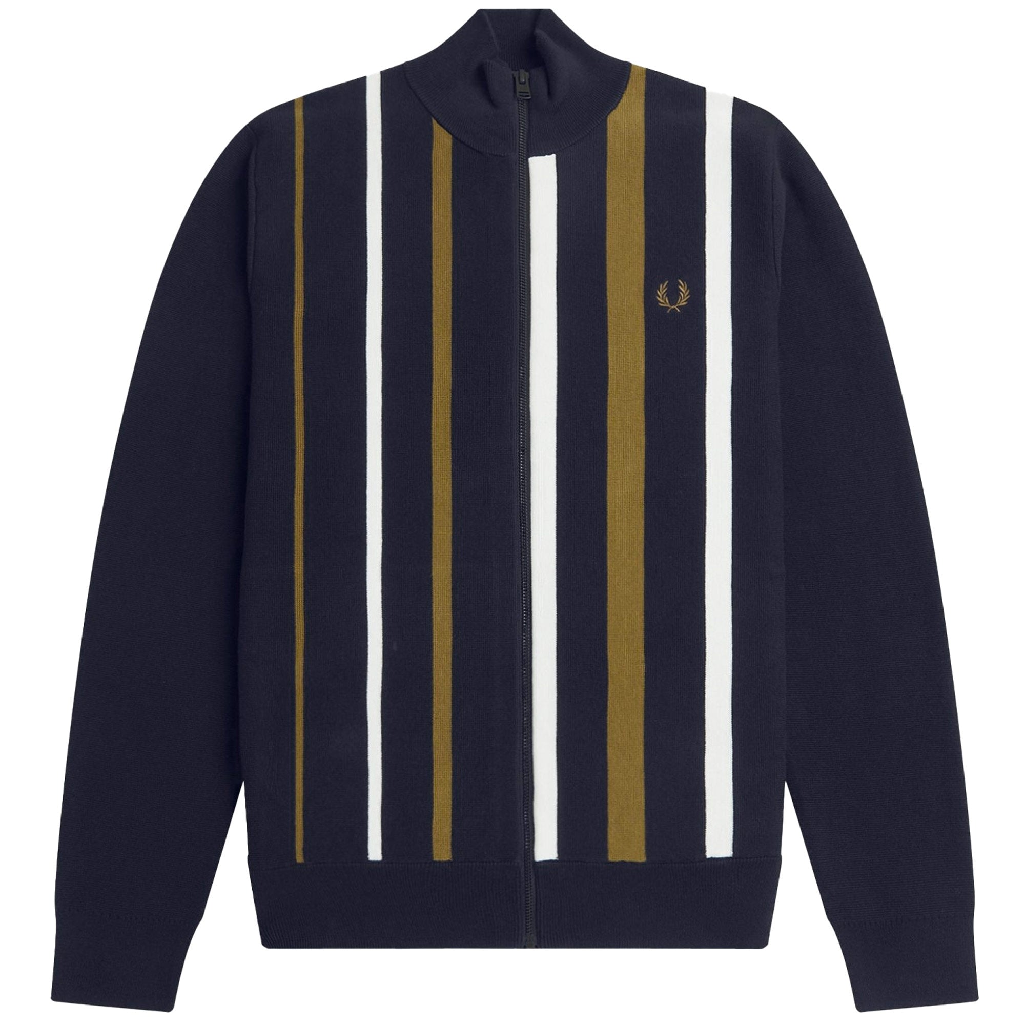 Fred Perry K7621 Striped Knitted Track Jacket - Navy – Stuarts London