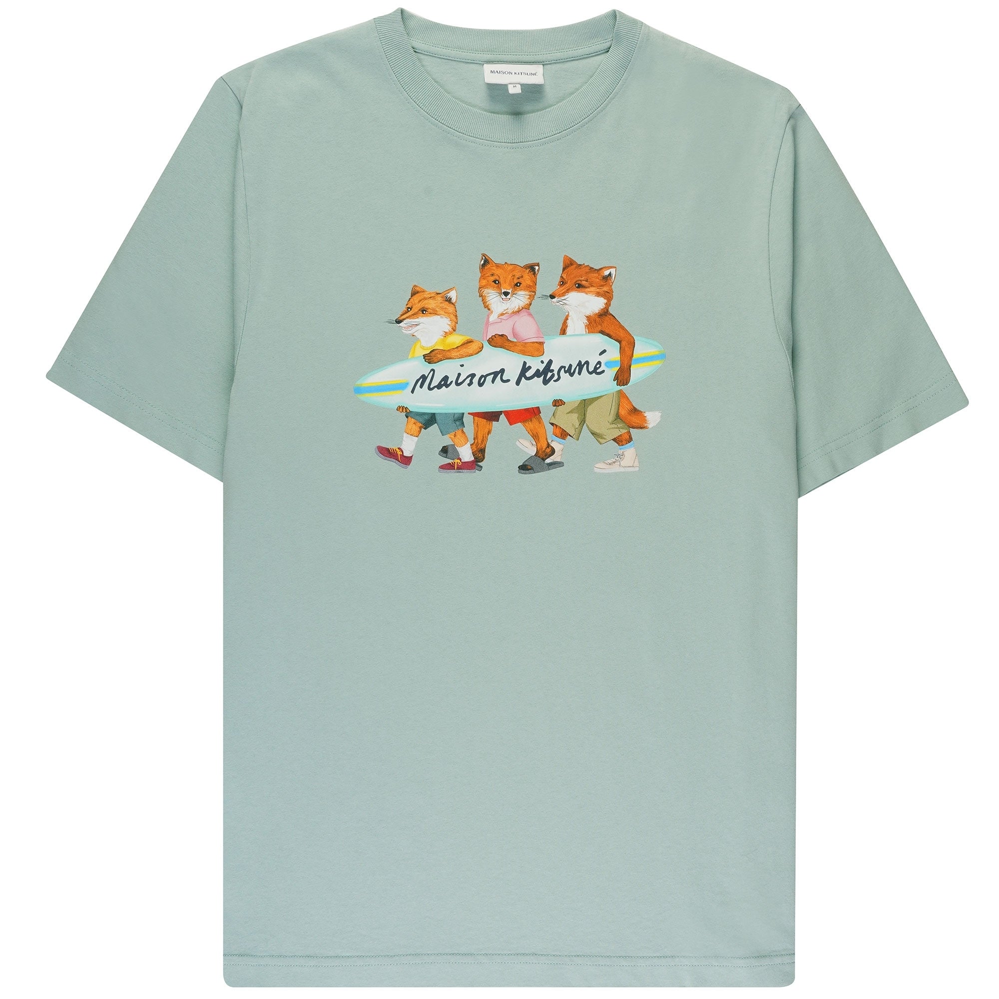 MAISON KITSUNÉ ❣️Tシャツ❷ Maison Kitsune Surfing Foxes Comfort T-Shirt - Seafoam – Stuarts