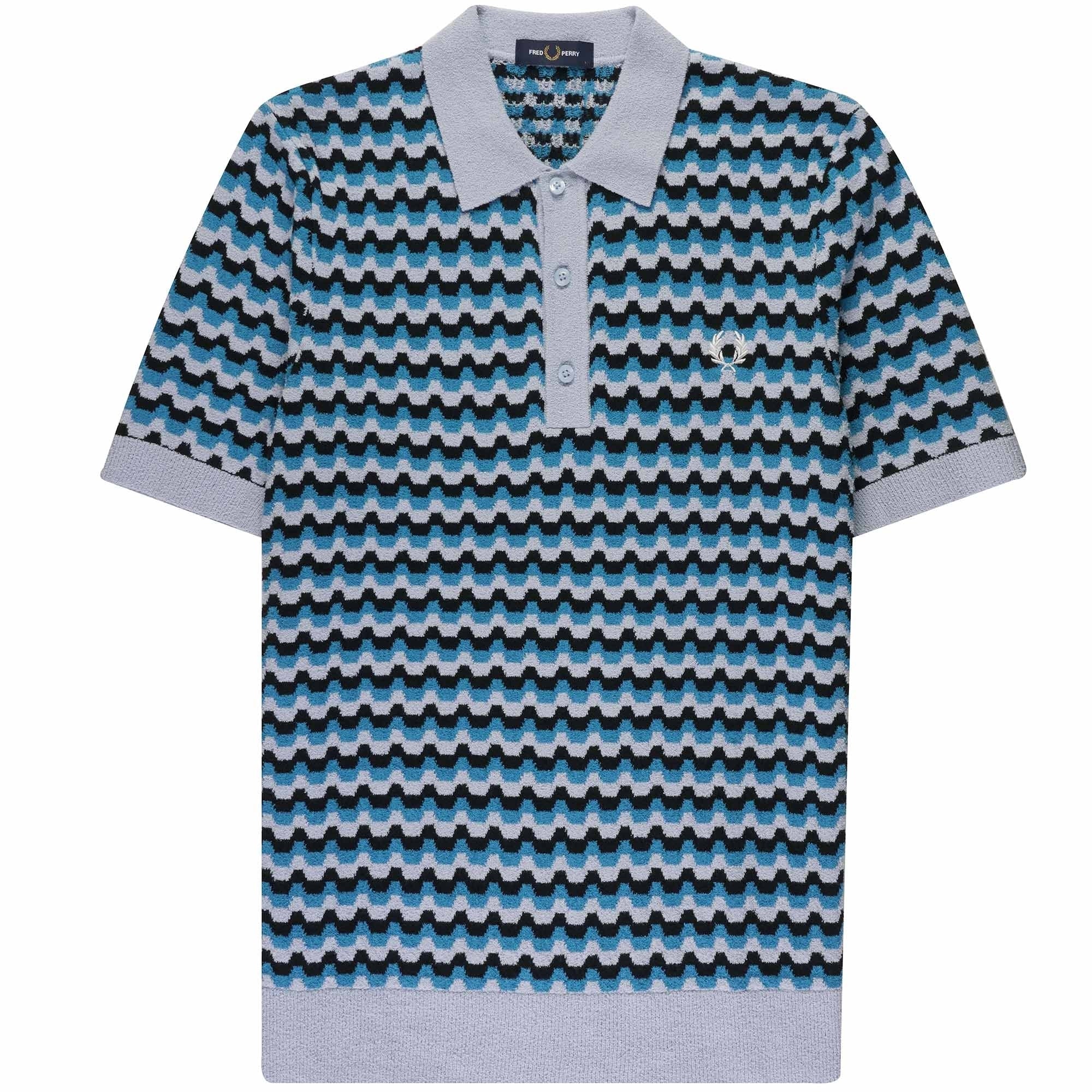 Fred Perry Boucle Jacquard Knitted Shirt - Light Smoke – Stuarts