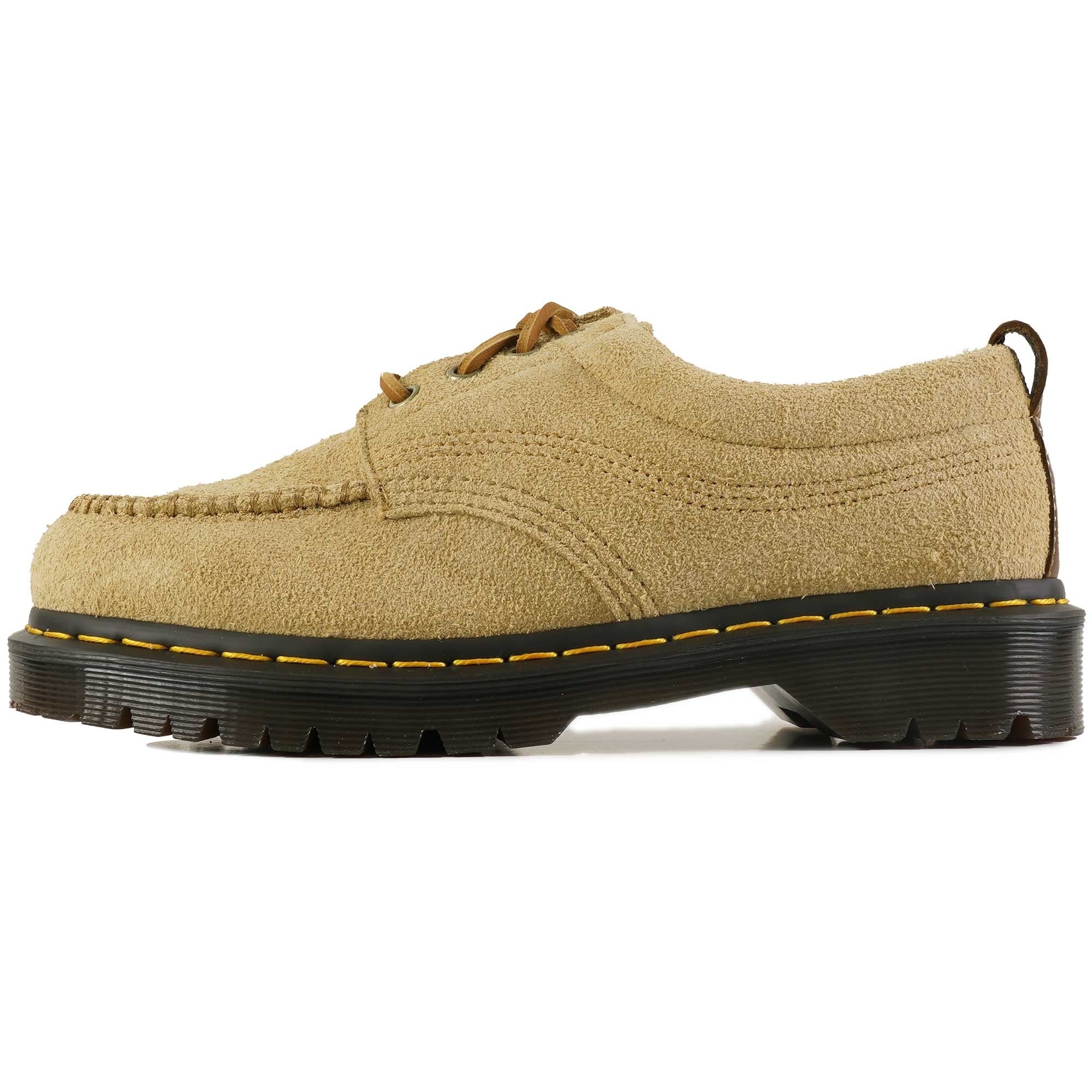 靴 Dr. Martens Lowell suede Dr. Martens Lowell 4-Eye Moc Toe Shoe - Tan Suede – Stuarts London