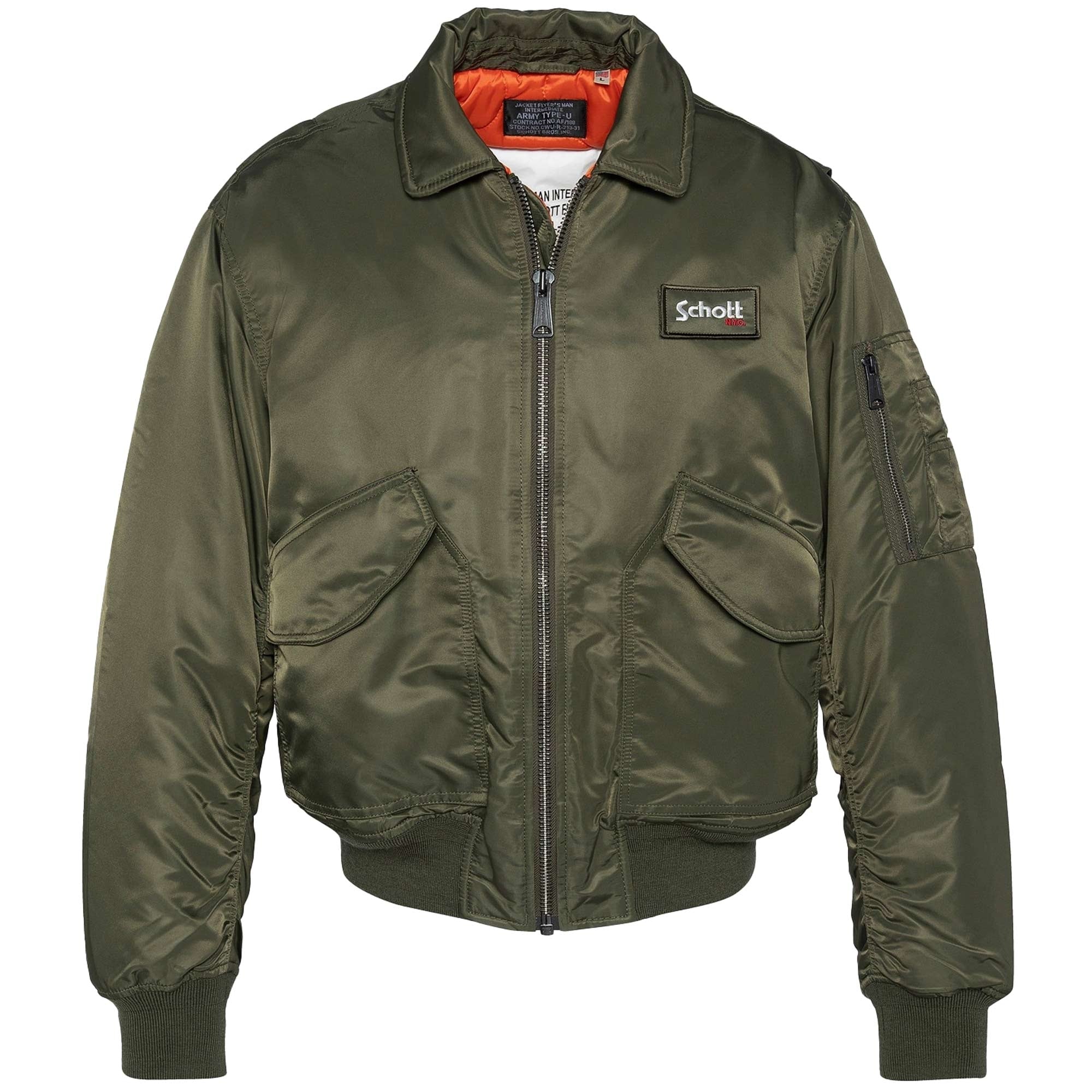 Schott 90's Fit Bomber Jacket - Army Khaki 21090RS-AR – Stuarts London