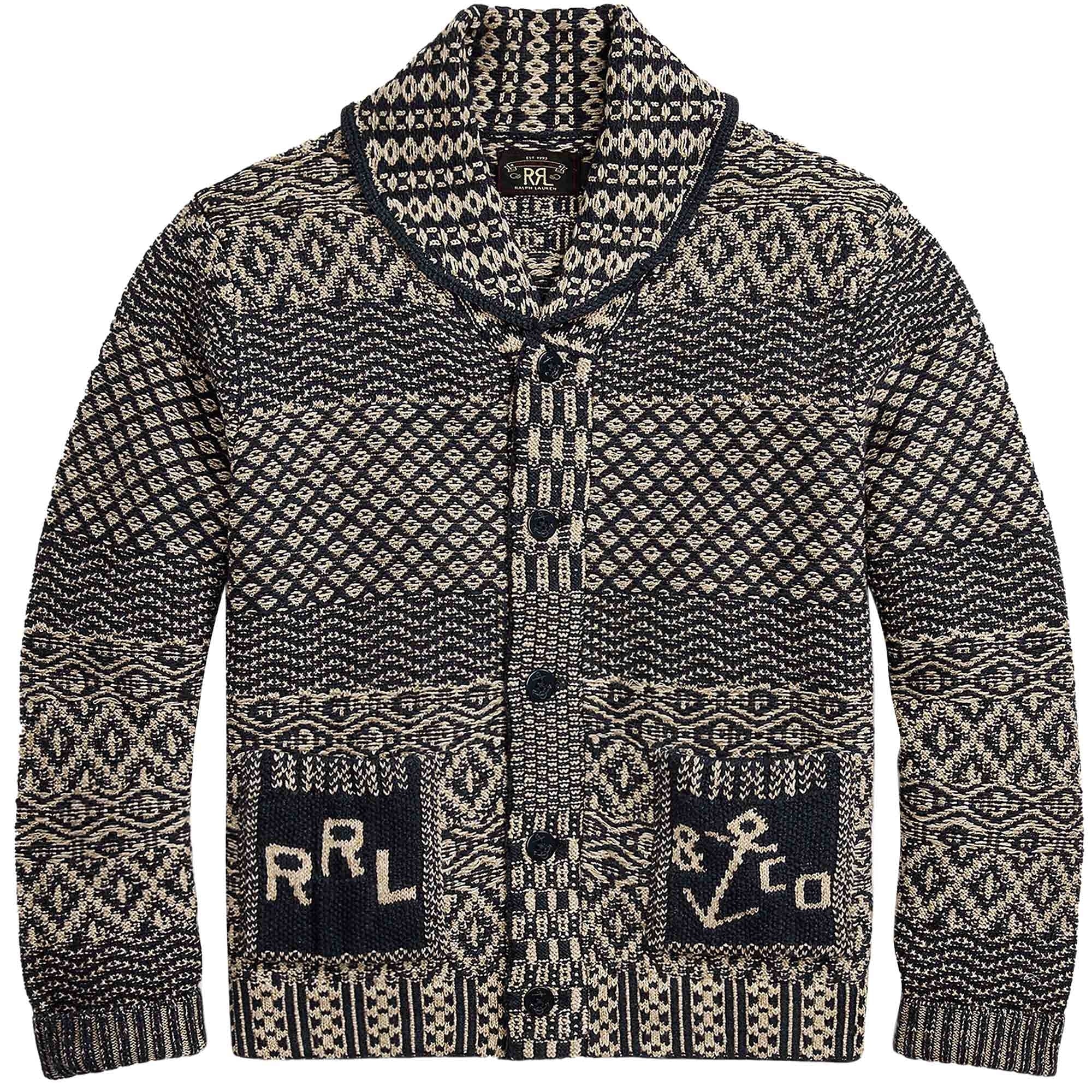 RRL by Ralph Lauren Cotton-Blend Shawl Cardigan - Navy – Stuarts