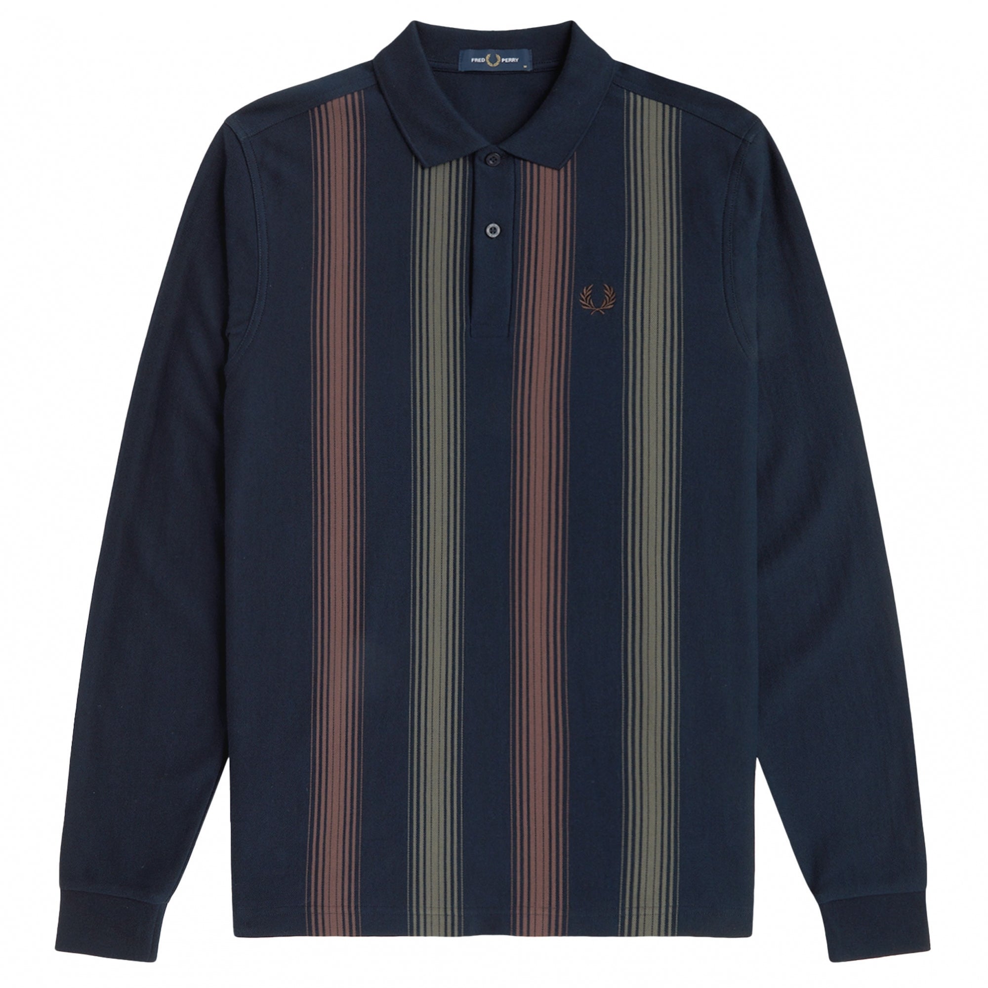 Fred Perry Ombre Stripe Long Sleeve Polo Shirt - Navy – Stuarts London