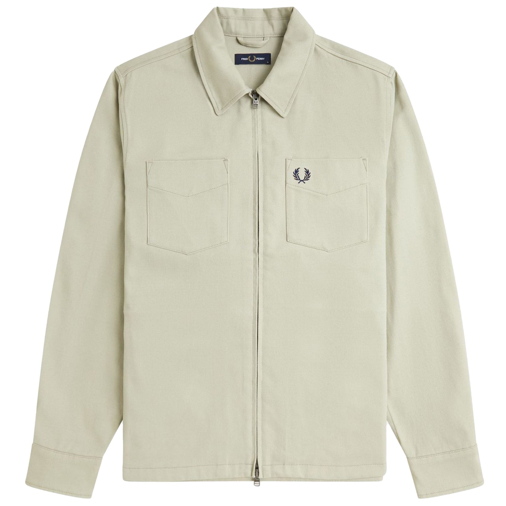 Fred Perry Twill Zip Through Overshirt - Light Oyster – Stuarts London