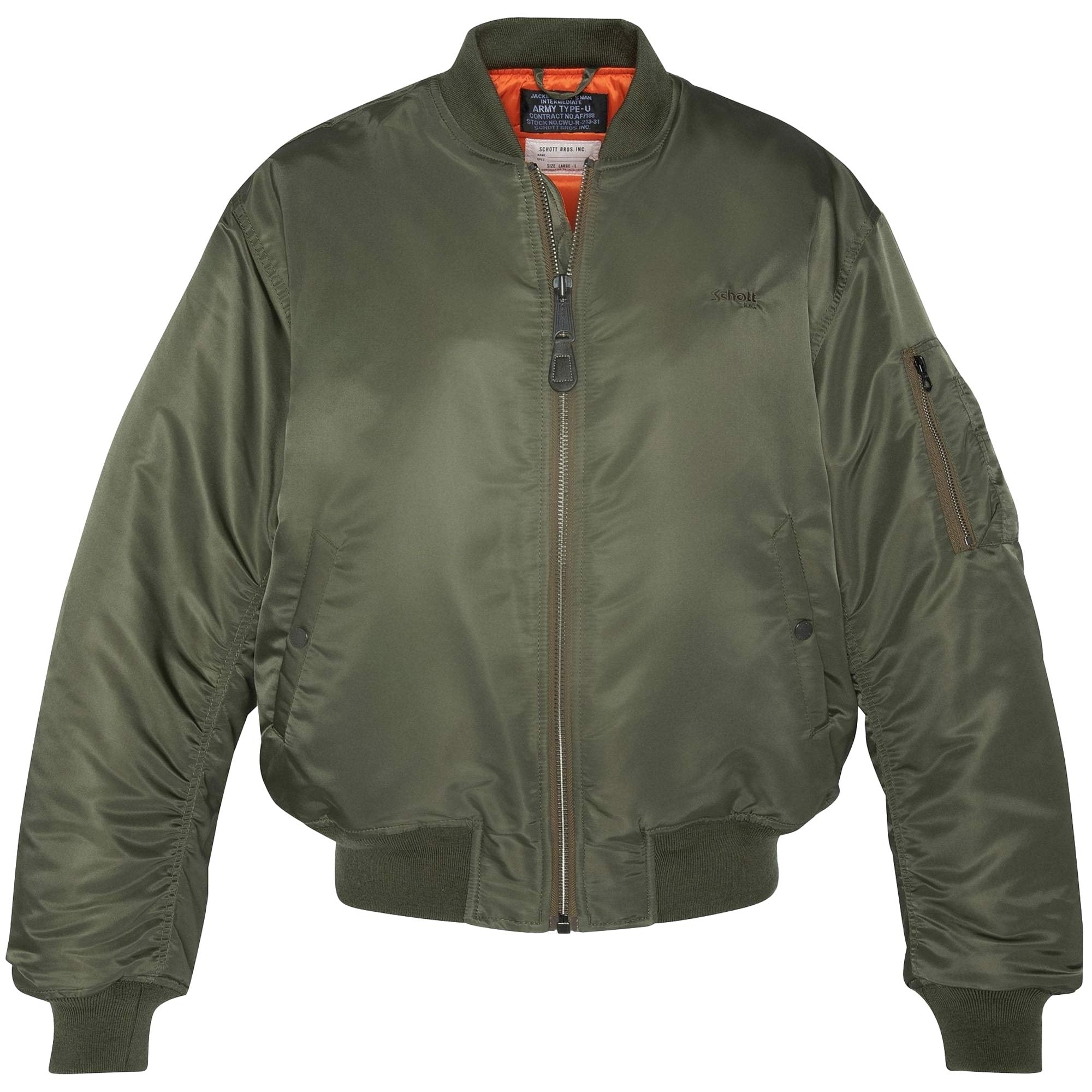 Schott NYC Recycled Nylon MA-1 90's Fit Bomber Jacket AIR90RS-KHK