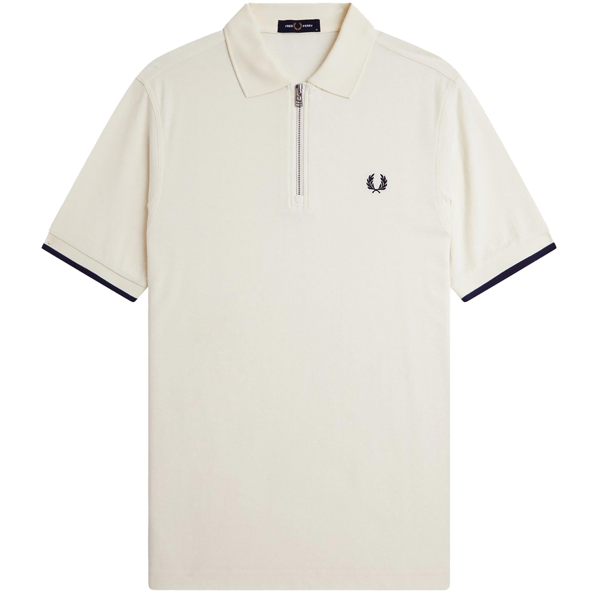 Perry Fred Perry Crepe Pique Zip Neck Shirt - Ecru – Stuarts London