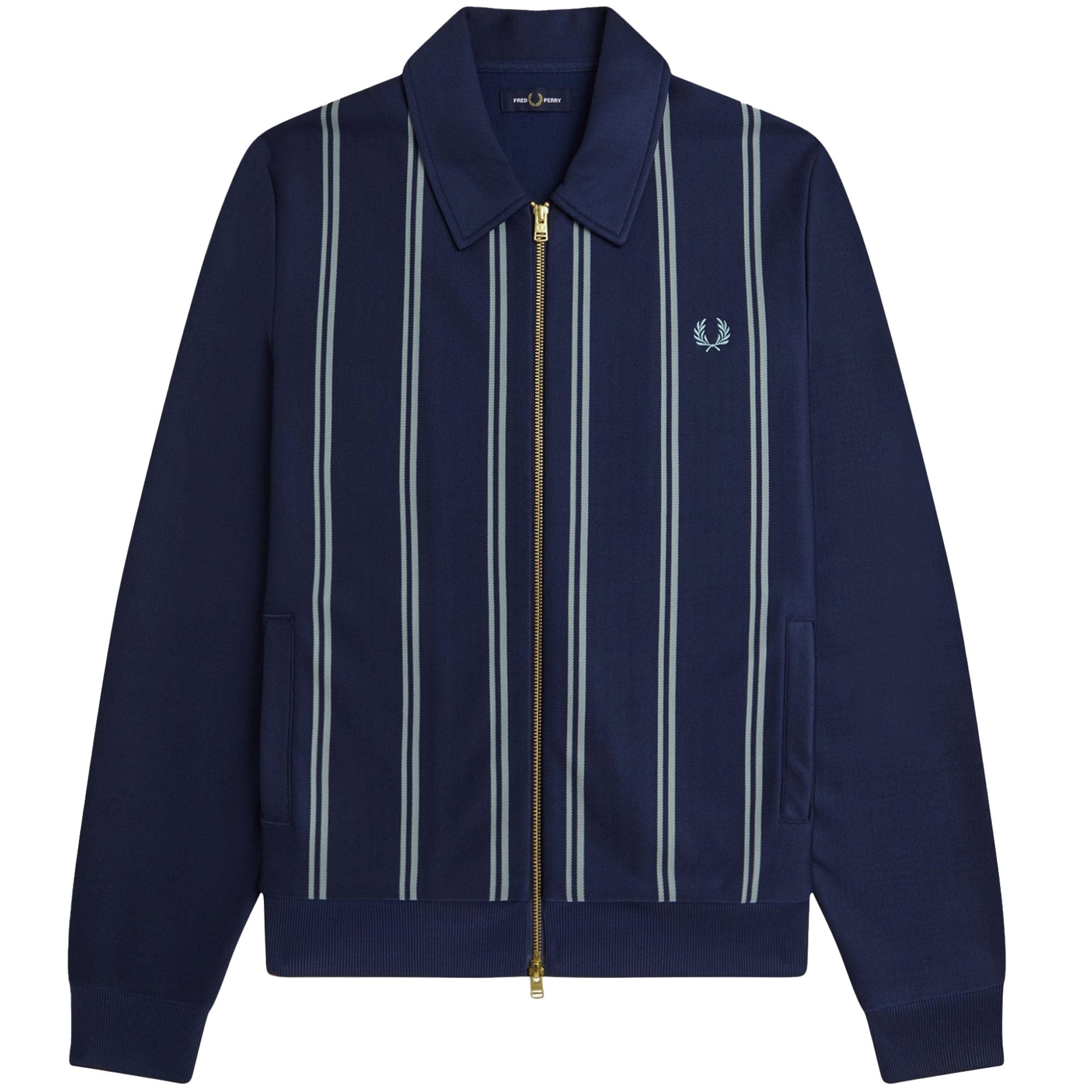 Fred Perry Striped Collared Track Top - Tennis Blue – Stuarts London