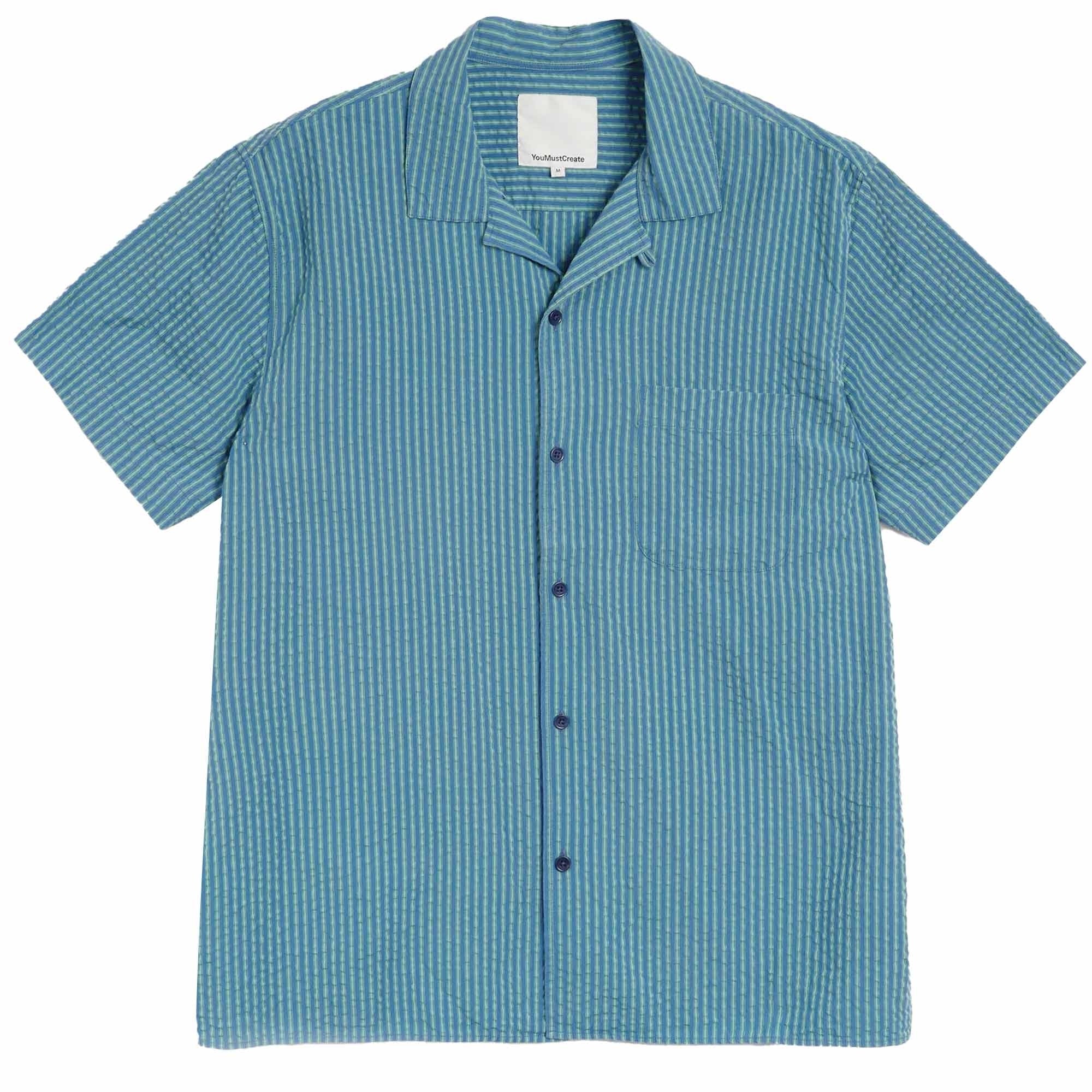 YMC Malick Shirt - Blue and Green – Stuarts London