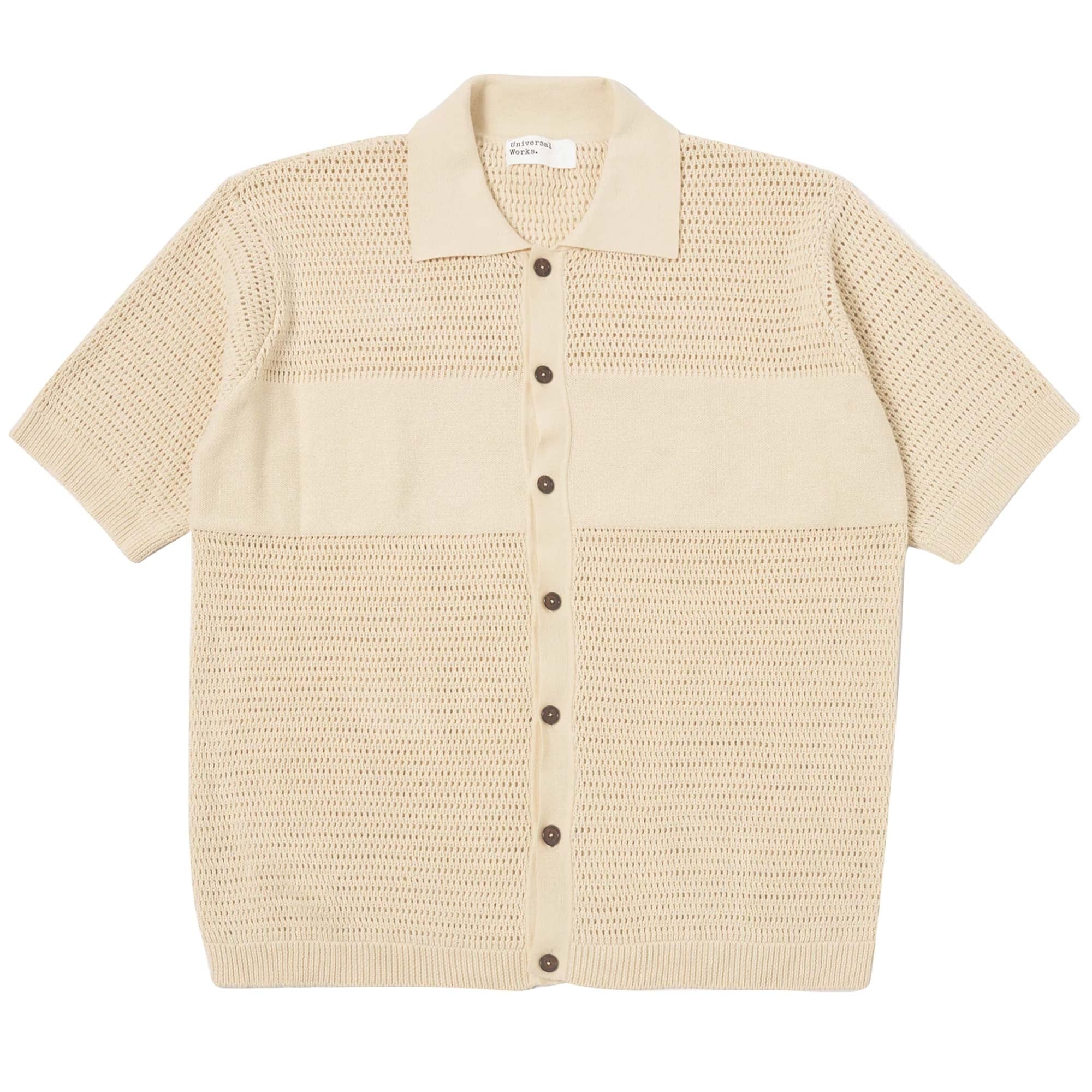 Universal Works Short Sleeve Knit Polo Shirt - Ecru – Stuarts London