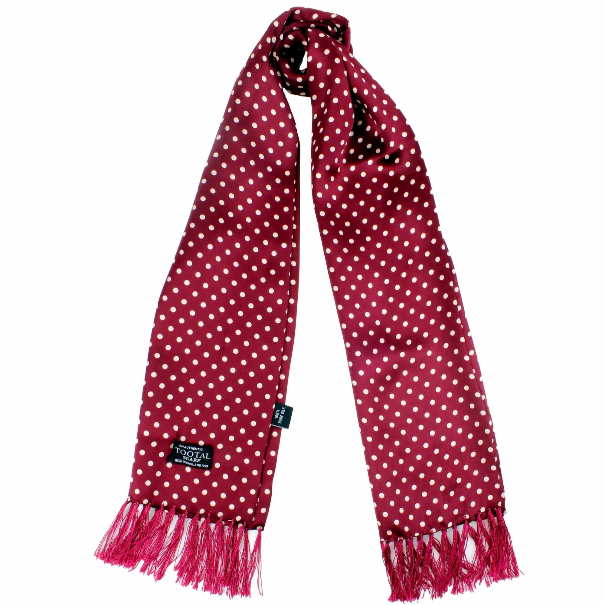 Polka Dot Silk Scarf - Wine – Stuarts London