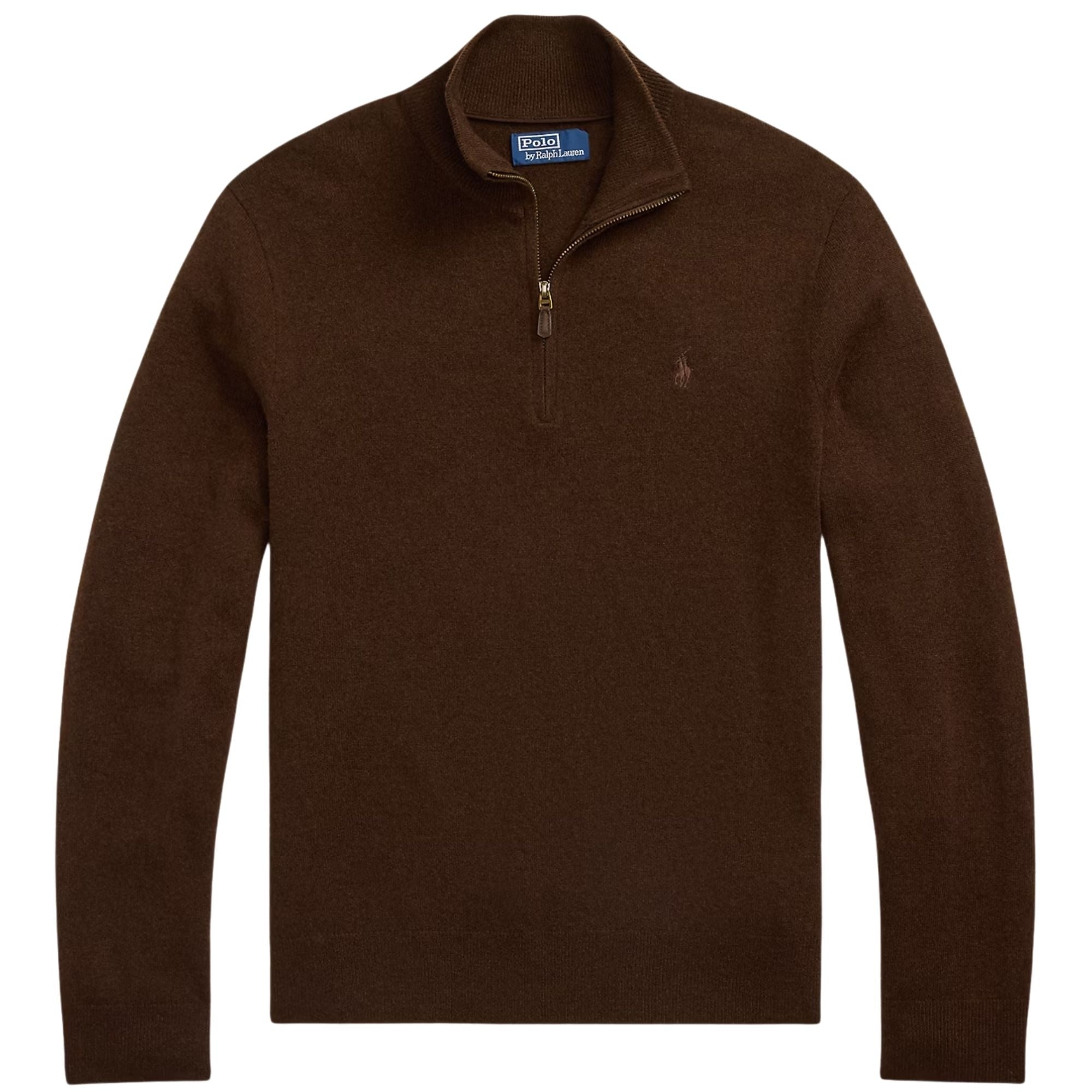 Polo Ralph Lauren Wool Quarter-Zip Jumper - Brown – Stuarts London