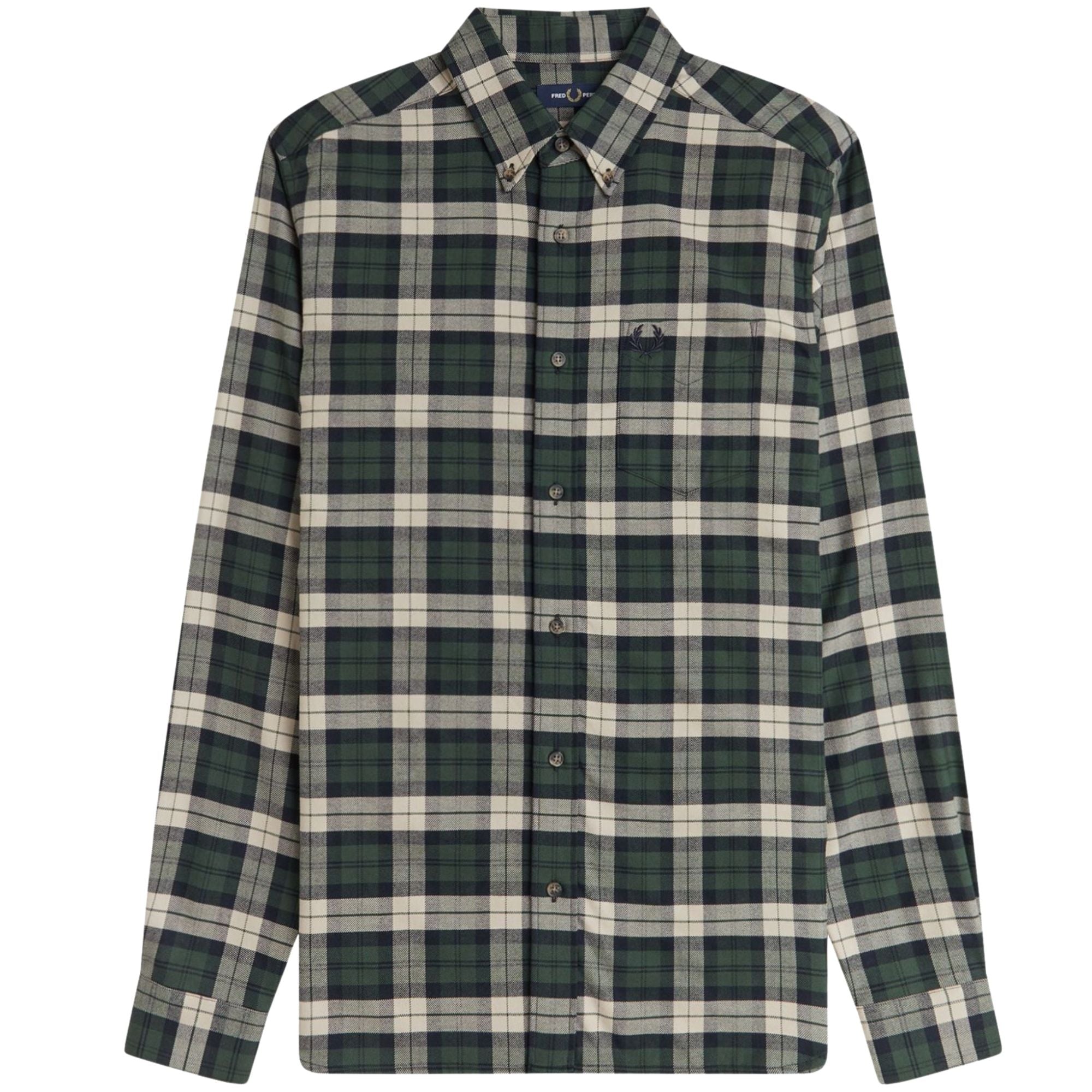 トップス FRED PERRY Reissues L/S Tartan Shirt Fred Perry Brushed Twill Tartan Shirt - Court Green – Stuarts London