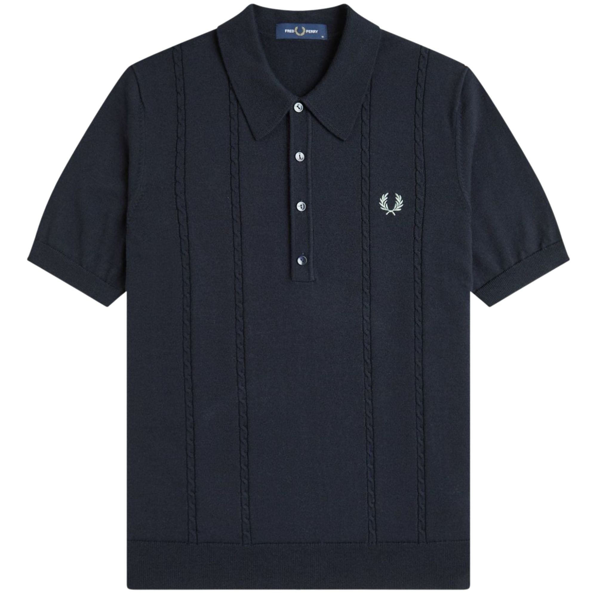 Fred Perry Cable Knitted Shirt - Navy – Stuarts London