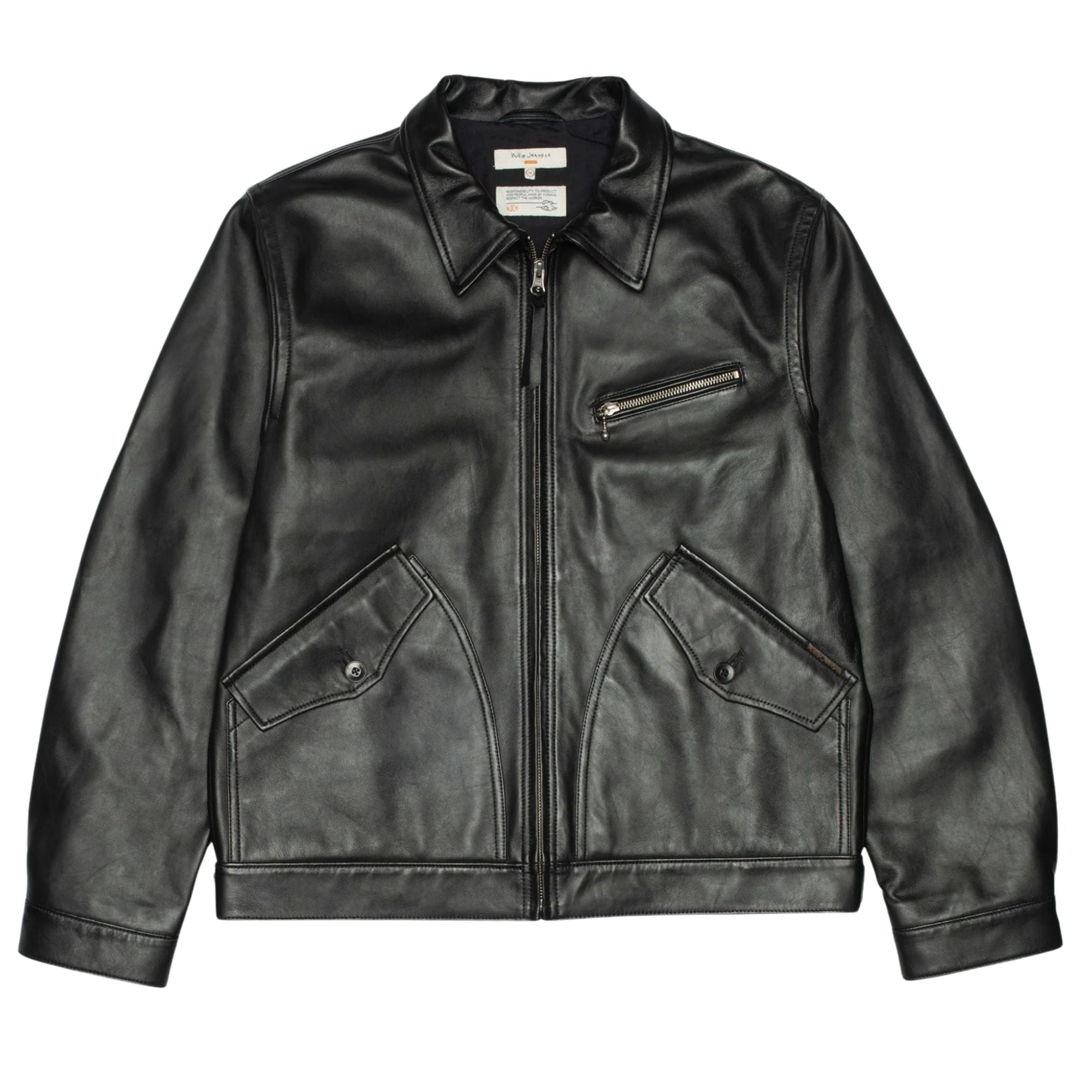 Nudie Jeans Blake Zip Leather Jacket - Black – Stuarts London