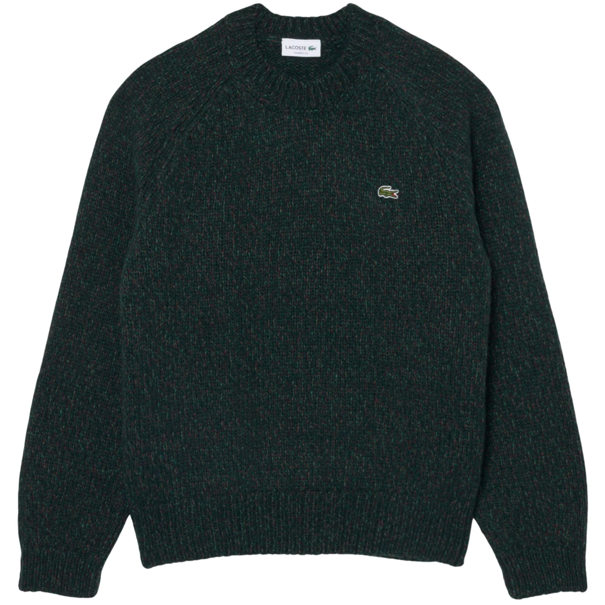 Lacoste Mercerized Knit Wool Cardigan - Green Mix AH8570-UHF