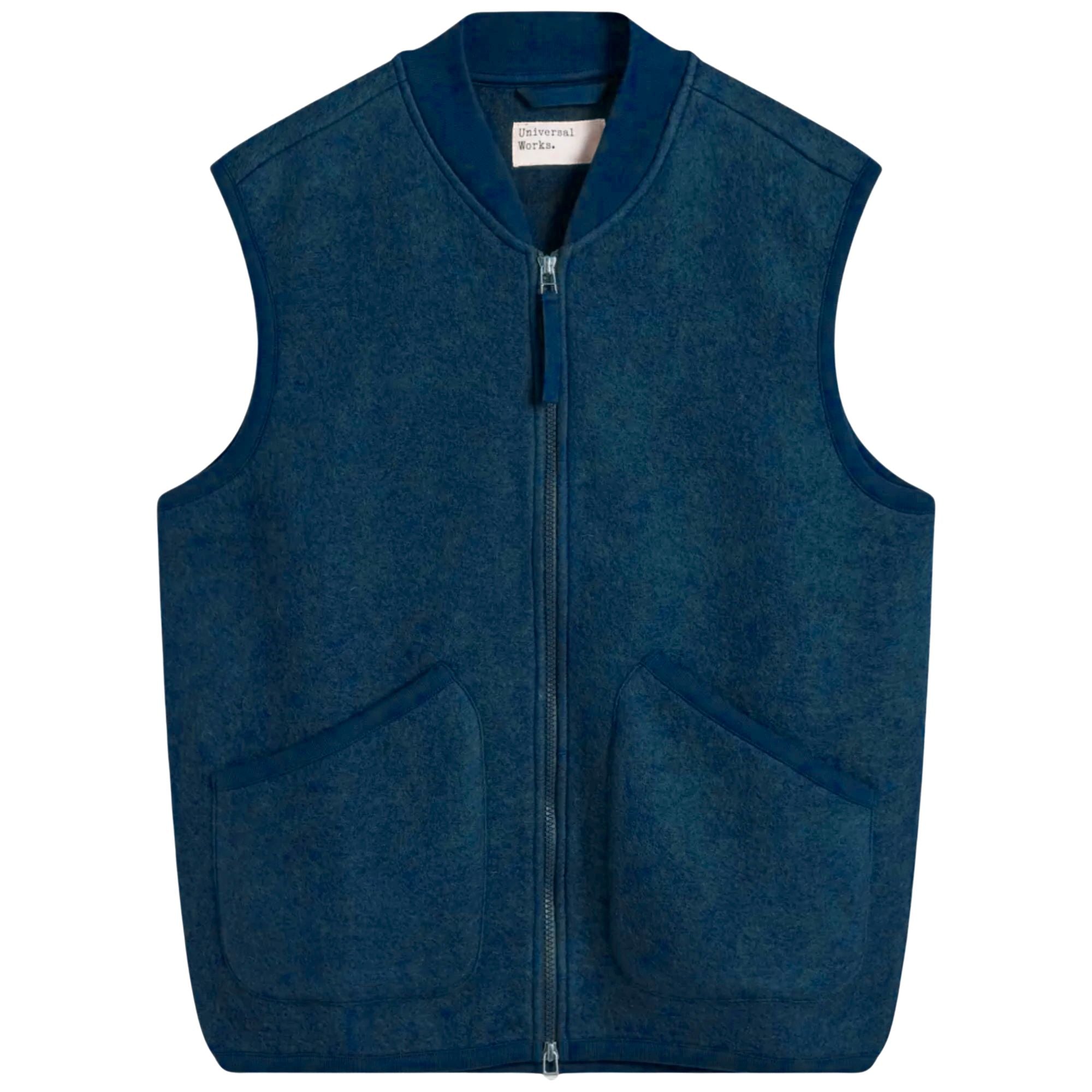 Universal Works Zip Waistcoat Wool Fleece - Cacao 00015-IND