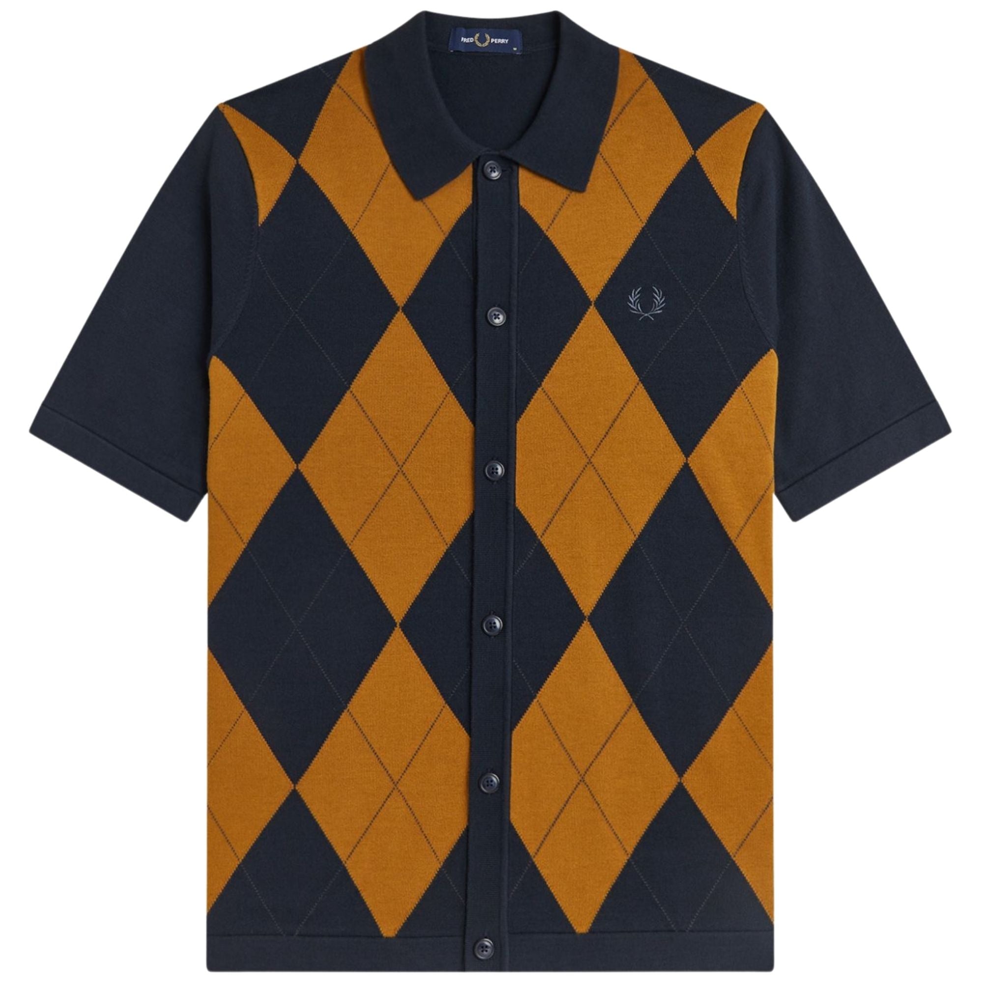 Fred Perry Argyle Button Through Shirt - Navy K2329-608 – Stuarts
