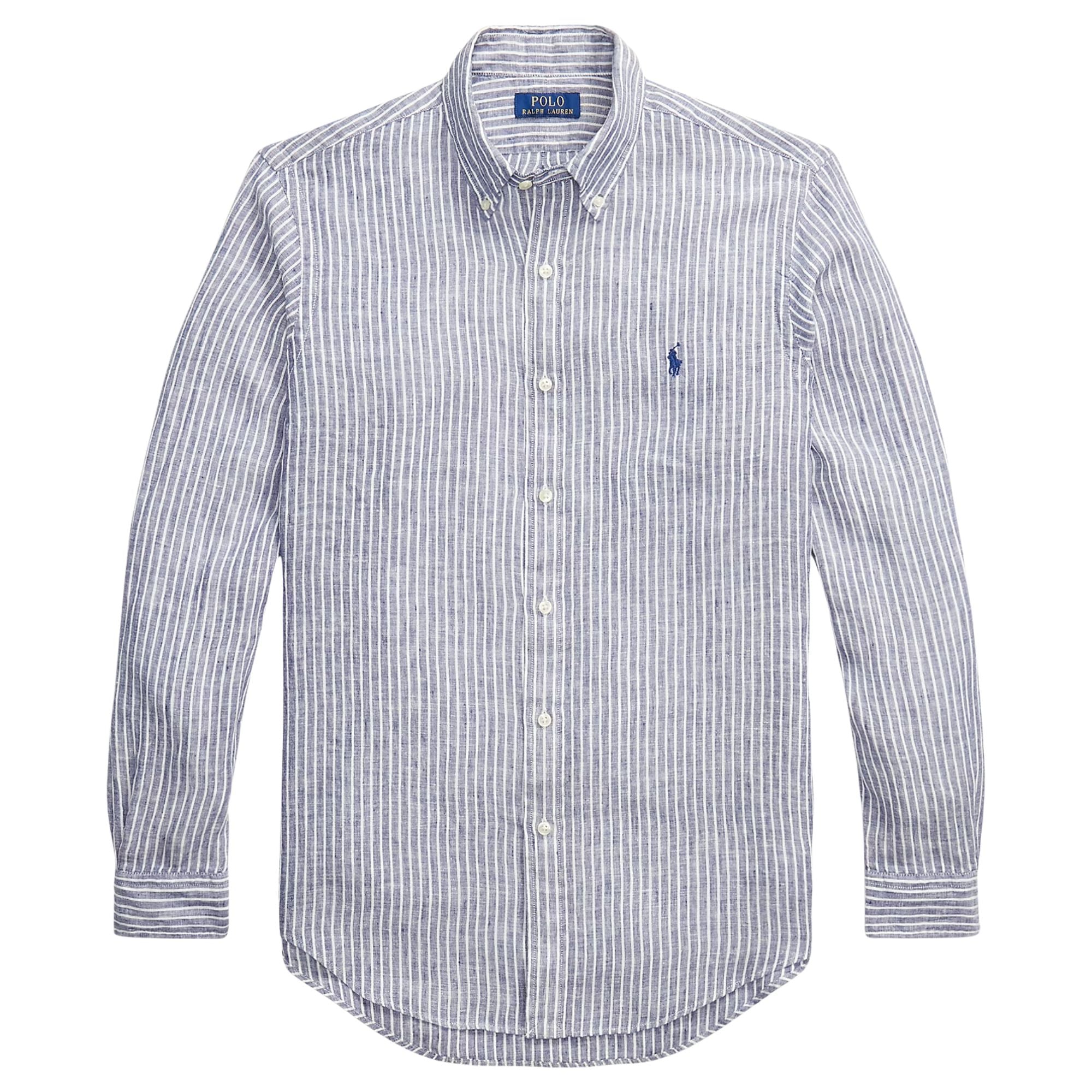 Polo Ralph Lauren Custom Fit Striped Linen Shirt - Blue/White 710B155-BL Stuarts London Polo Ralph Lauren Custom Fit Striped Linen Shirt - Blue/White 710B155-BL Stuarts London