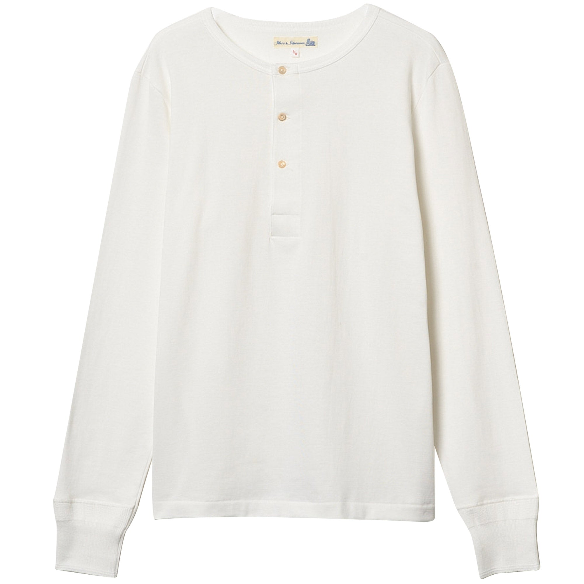 Merz b Schwanen Henley Long Sleeve T-Shirt - White – Stuarts London