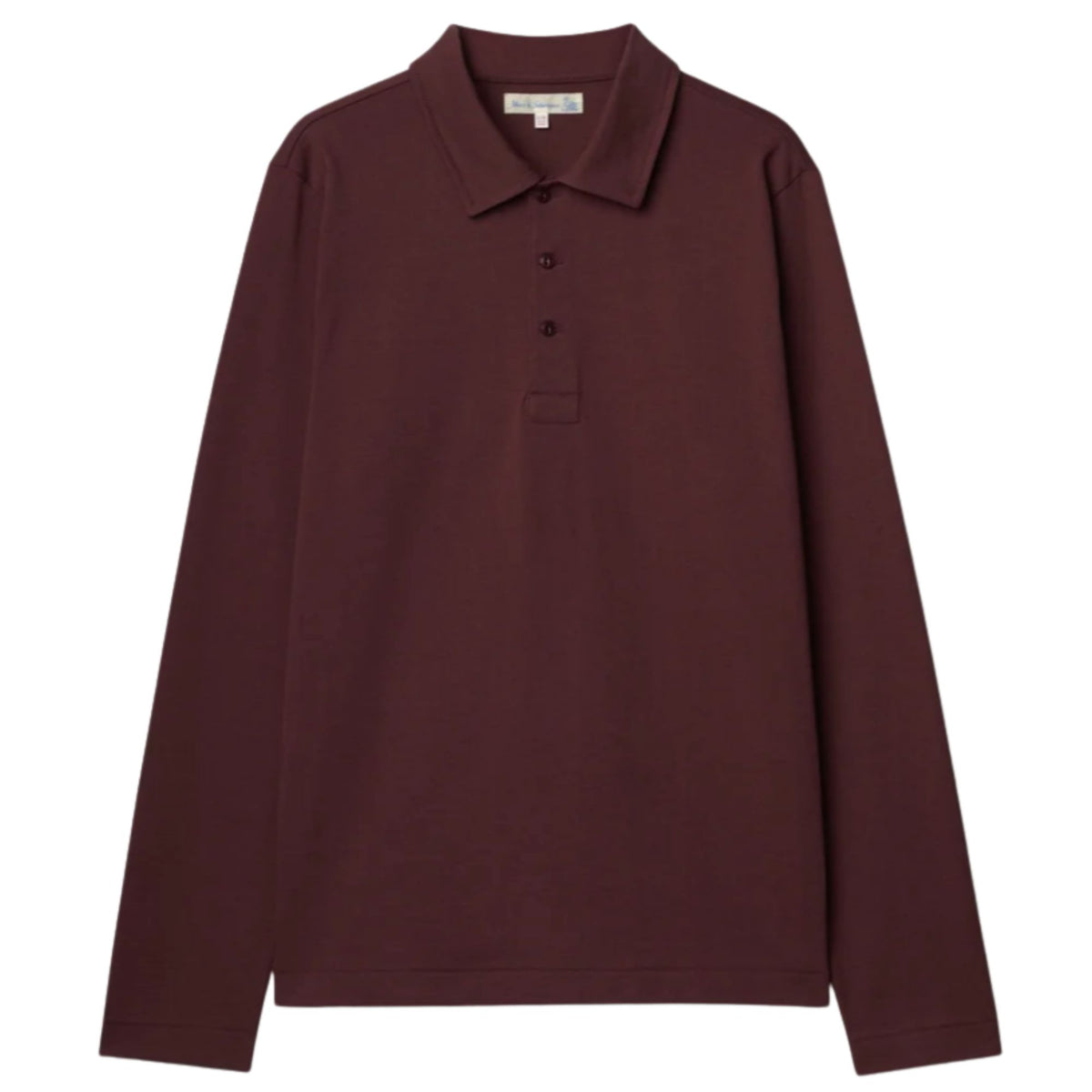 Merz b Schwanen 2MPOLO01LS Mid-Century Machine Refined Fit Polo Longsleeve - Burgundy
