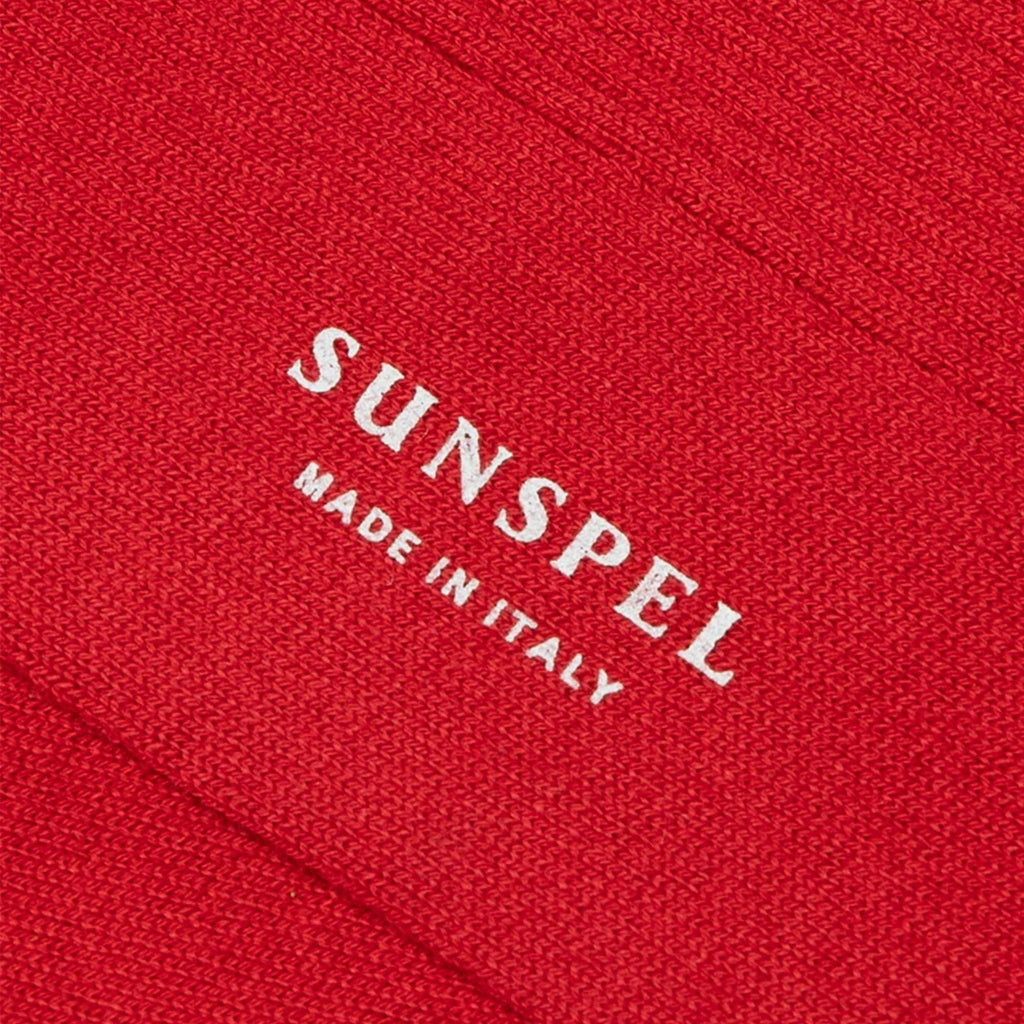 Sunspel Cotton Ribbed Socks - Red