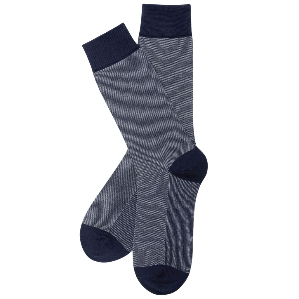 Stuarts London Brian Oak Birds Eye Patterned Socks - Navy