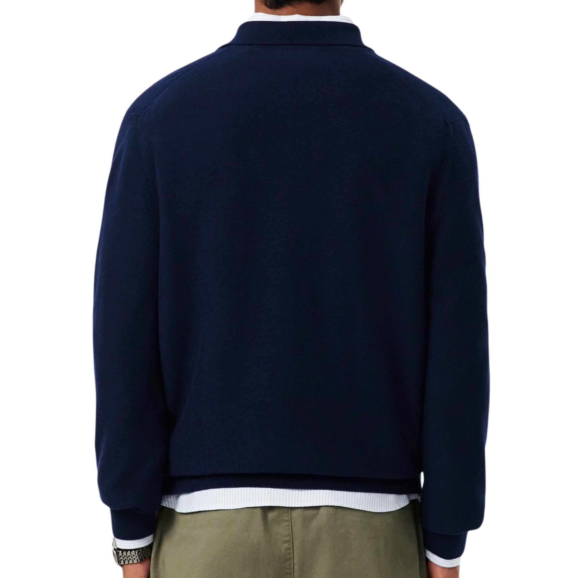 Lacoste Classic Fit Long Sleeved Knitted Polo Shirt - Navy