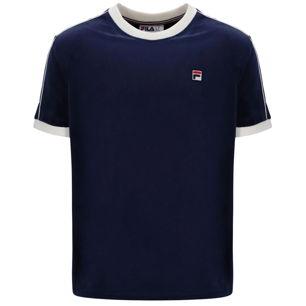 Fila Vintage Basilio Velour T-Shirt - Fila Navy