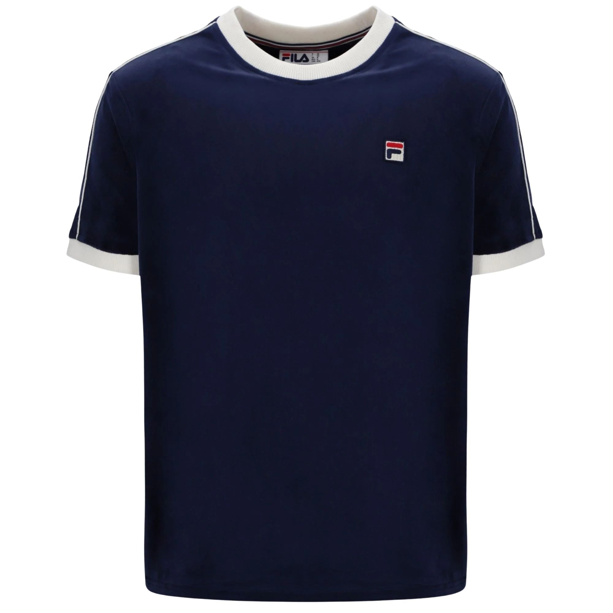 Fila Vintage Basilio Velour T-Shirt - Fila Navy