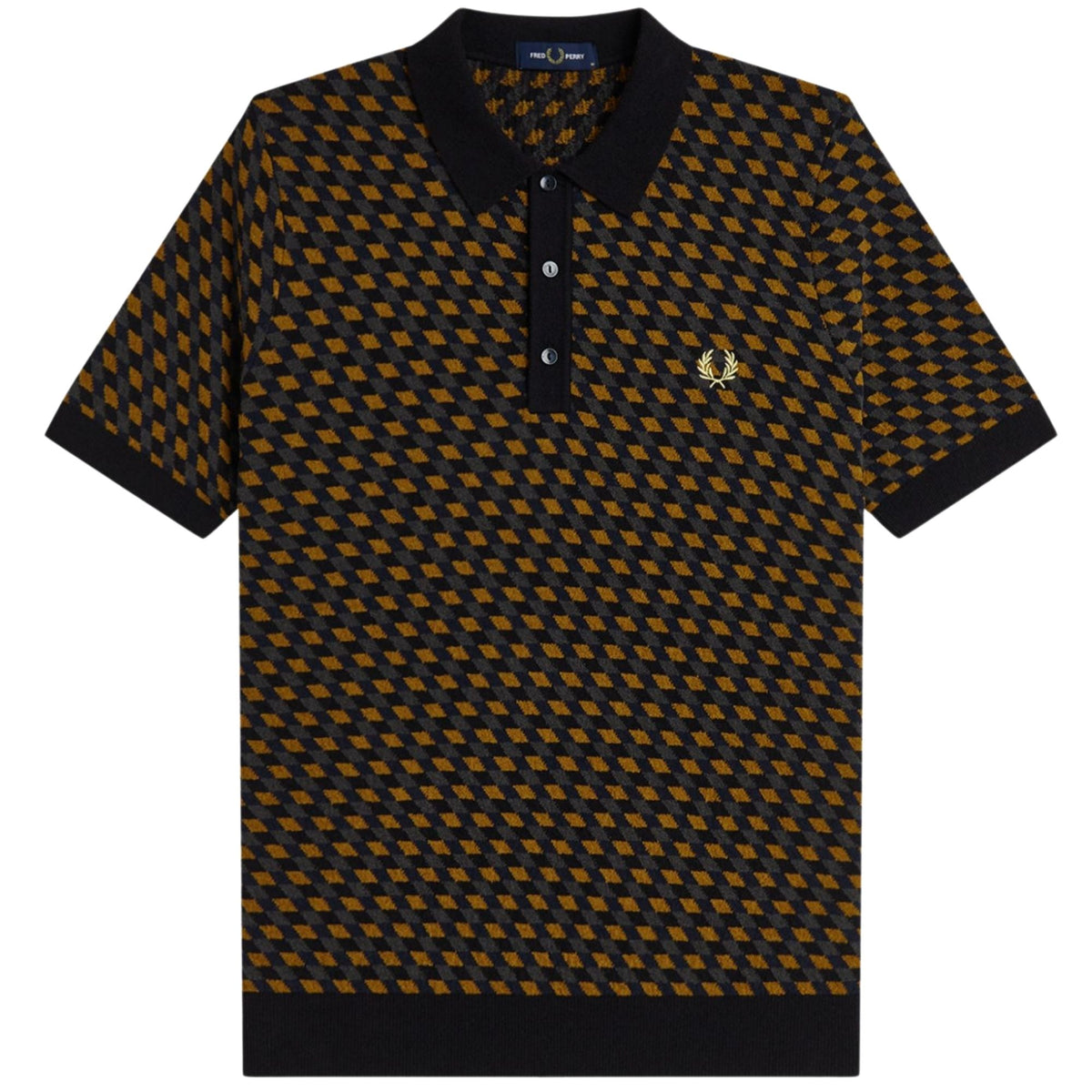 Fred Perry Geometric Knitted Shirt - Caramel