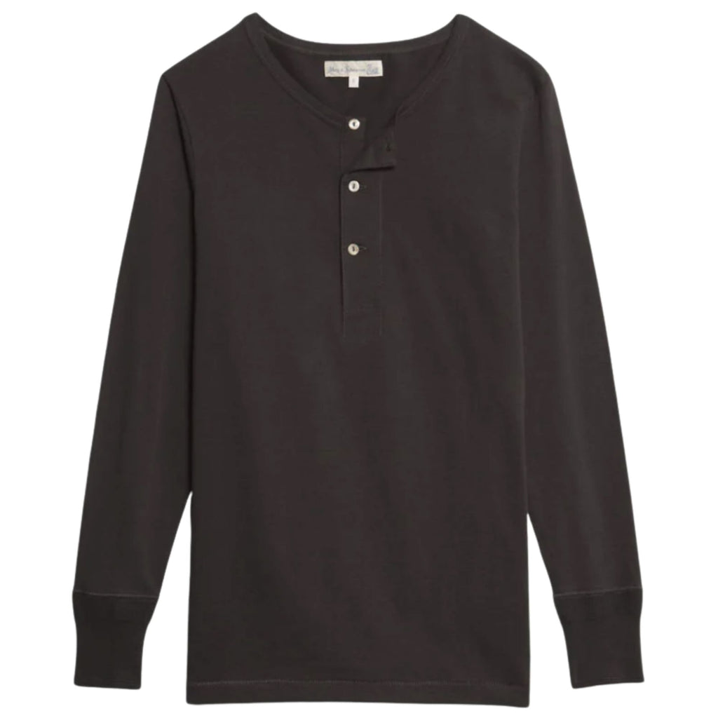 Merz b Schwanen 2M06 Vintage Machine Refined Classic Fit Long Sleeve Henley - Charcoal