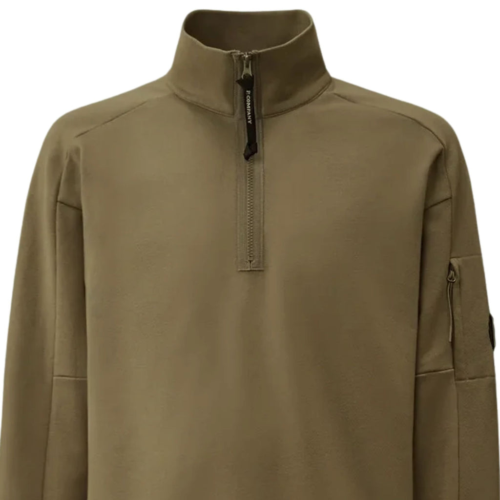 C.P. Company Diagonal Raised Fleece Lens Half Zip Sweatshirt - Ermine