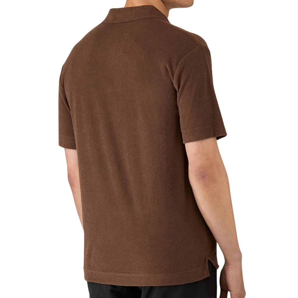 Sunspel Towelling Polo Shirt - Dark Walnut