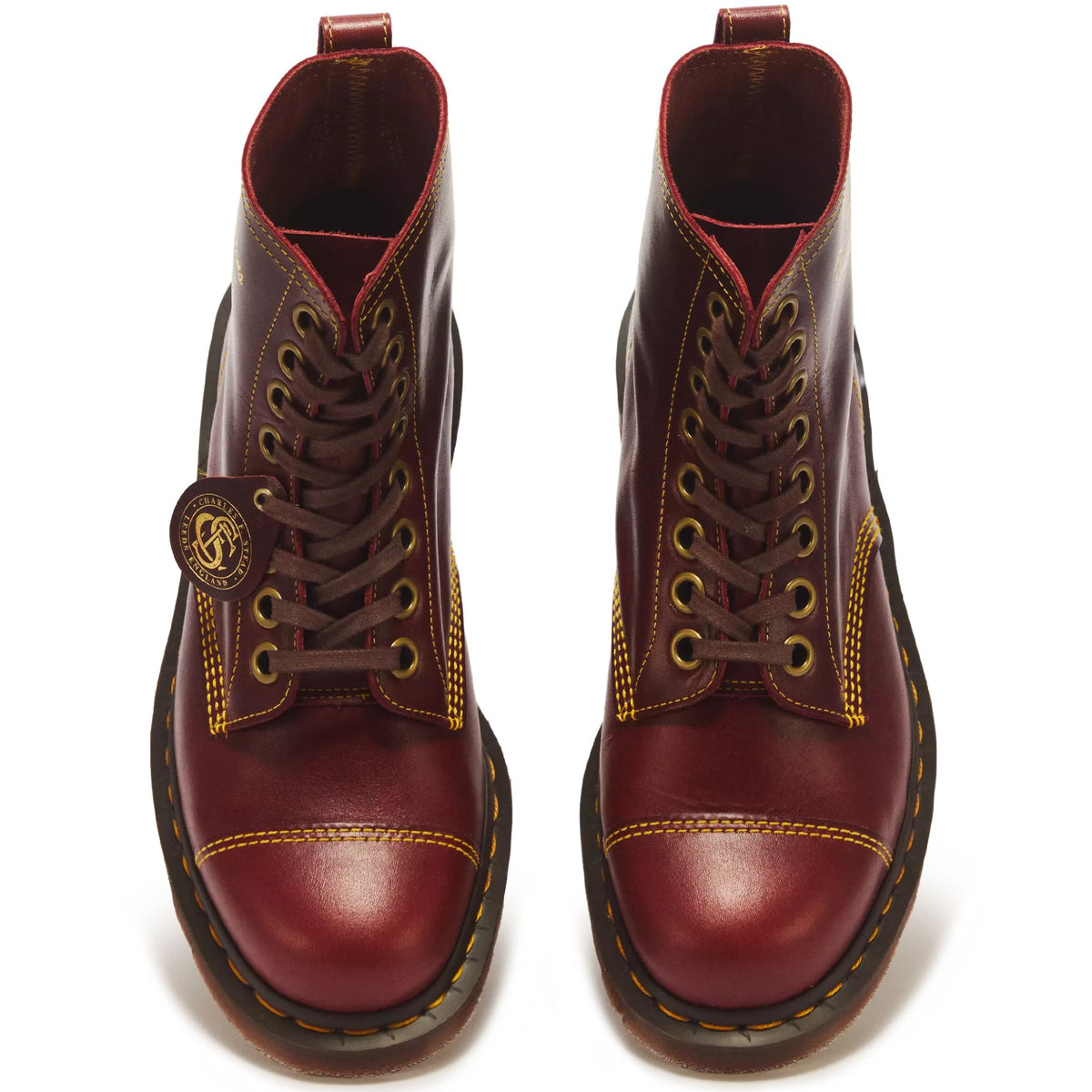 Dr. Martens Made In England 1460 Cappers Classic Calf Leather Lace Up Boots - Burgundy