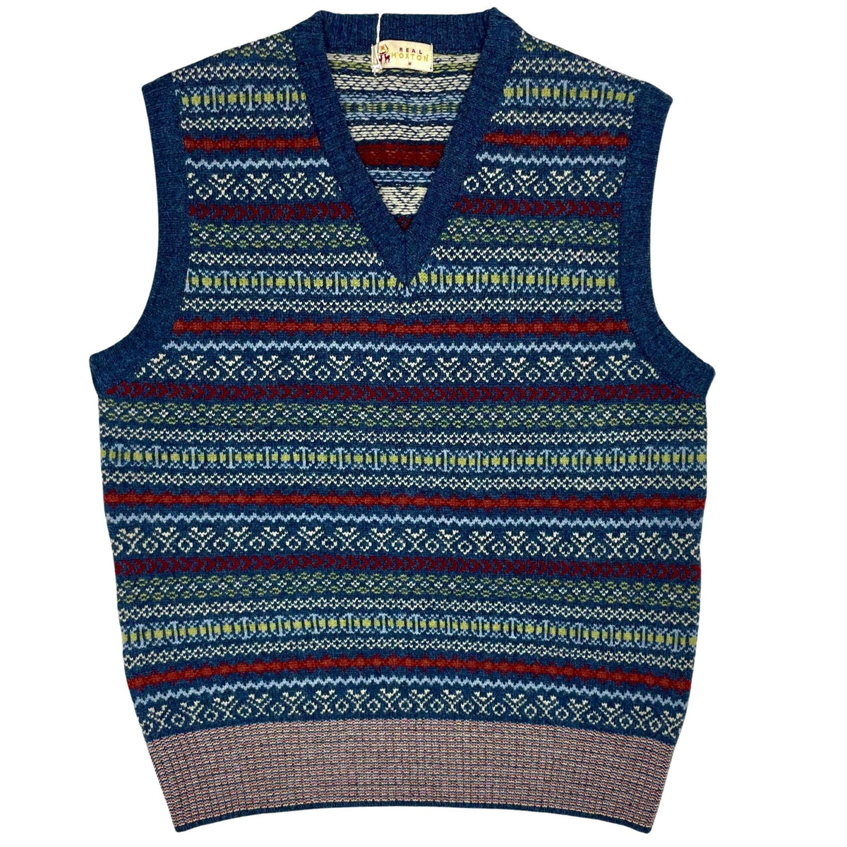 Real Hoxton Fair Isle V-Neck Slipover - Trippy Retro
