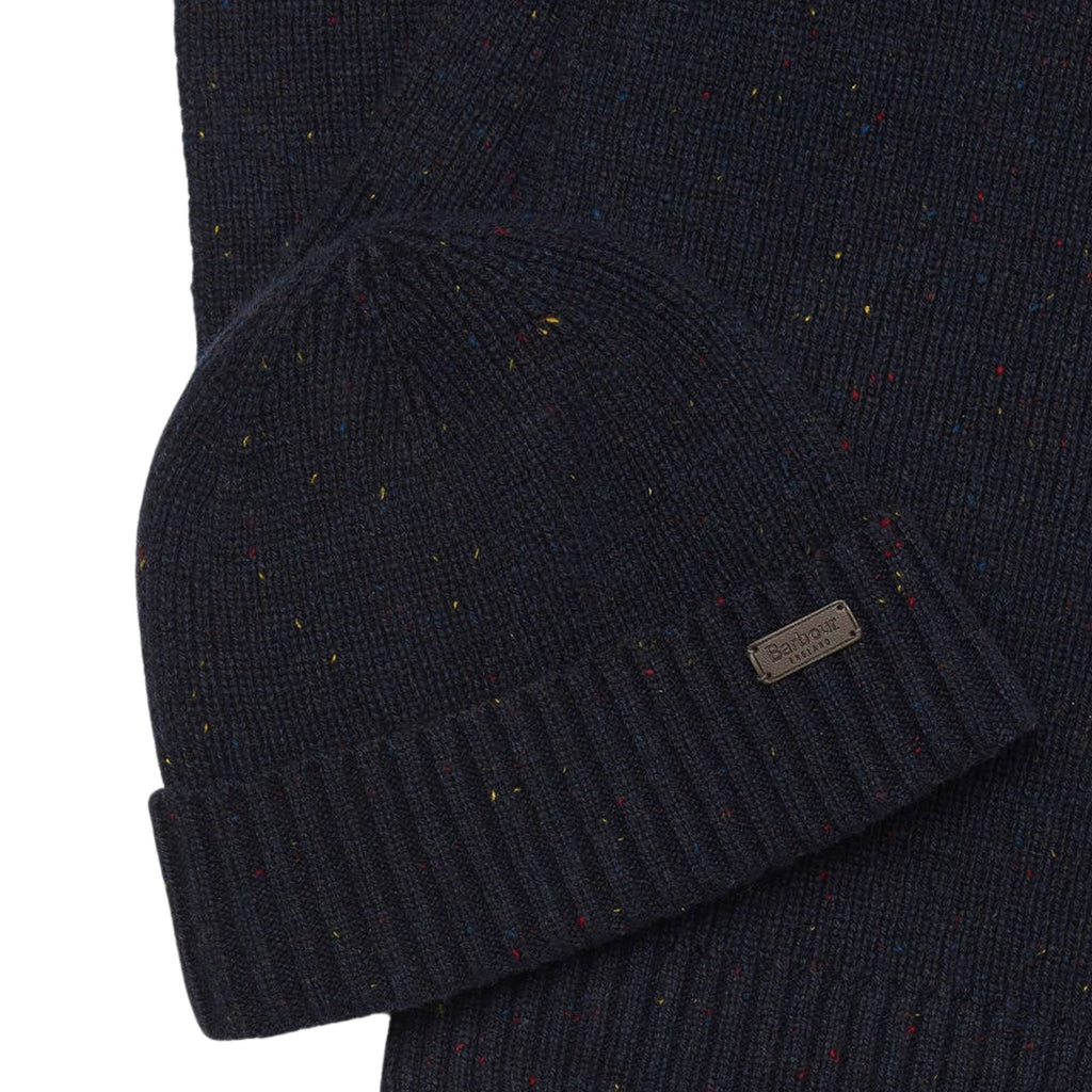 Barbour Carlton Fleck Beanie & Scarf Gift Set - Navy