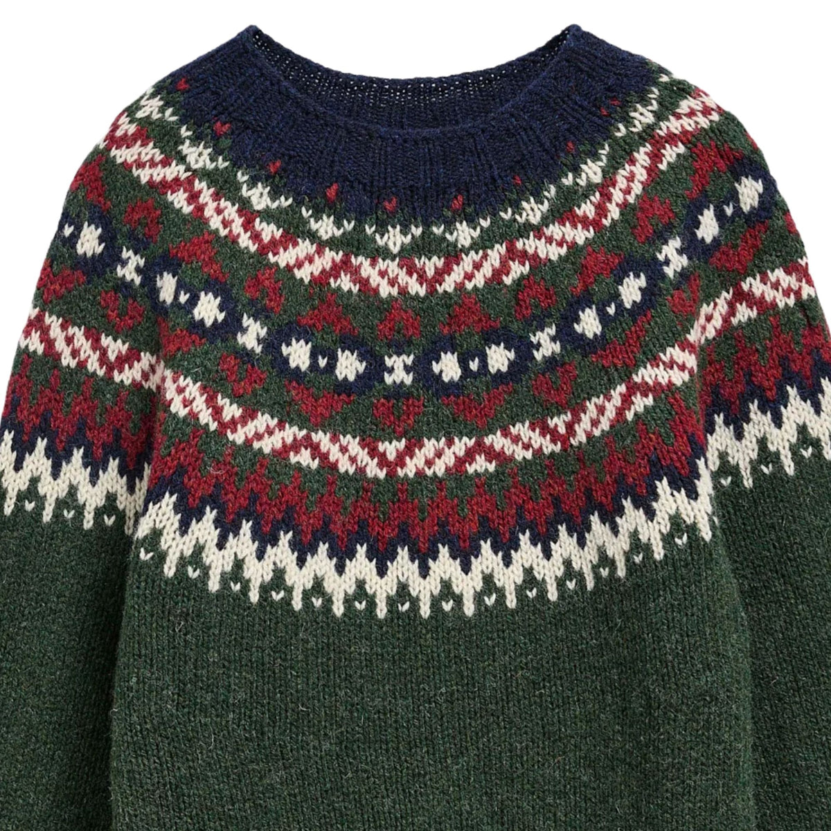 Barbour Scottish Made Fair Isle Crew Neck Jumper - Green