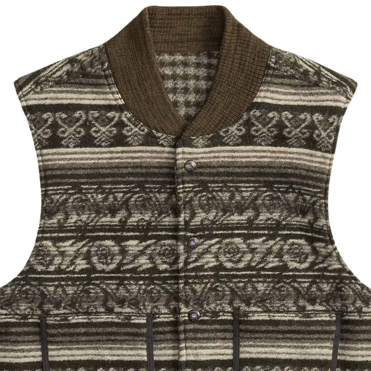 RRL by Ralph Lauren  Reversible Double-Knit Jacquard Gilet - Black/Multi
