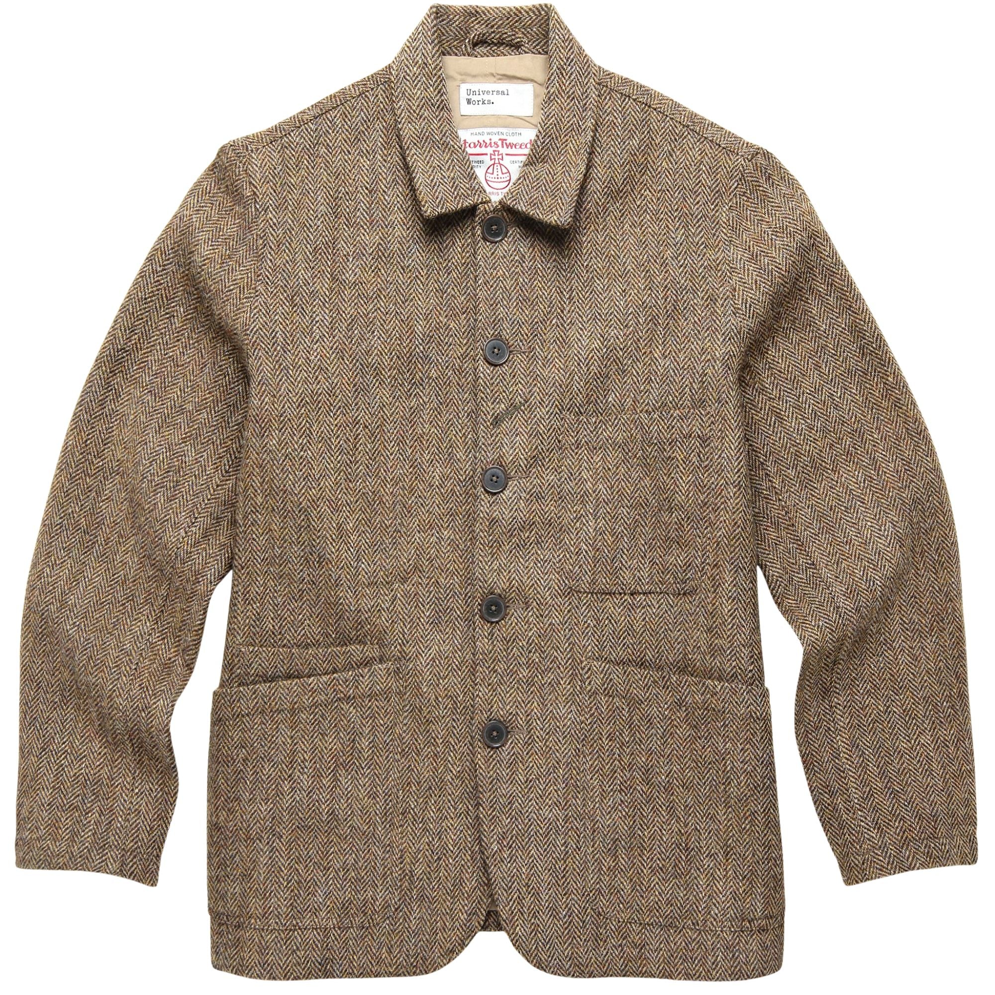 Universal Works Harris Tweed OG Bakers Jacket - Sand/Brown 35185
