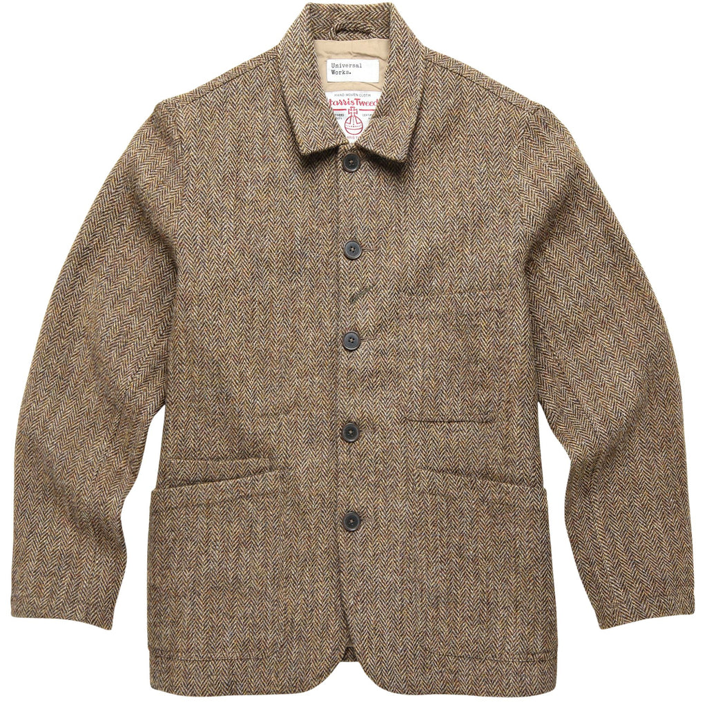 Universal Works Harris Tweed OG Bakers Jacket - Sand/Brown