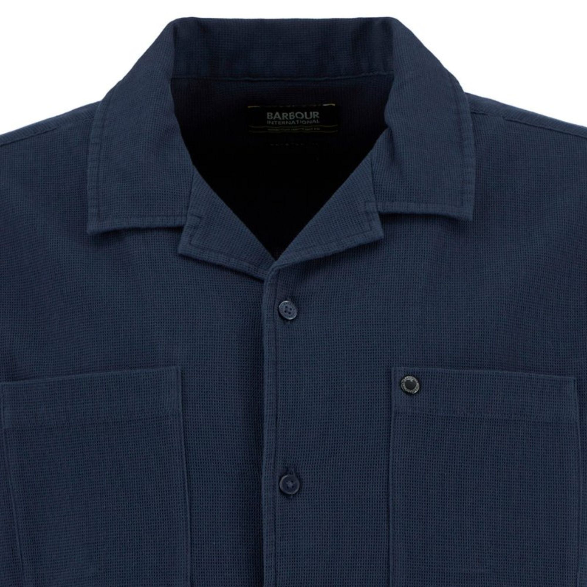 Barbour International Wayback Waffle Shirt - Navy – Stuarts London