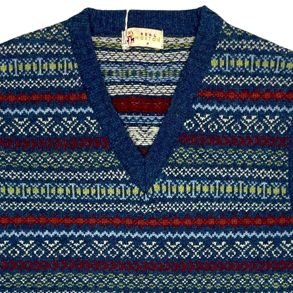 Real Hoxton Fair Isle V-Neck Slipover - Trippy Retro